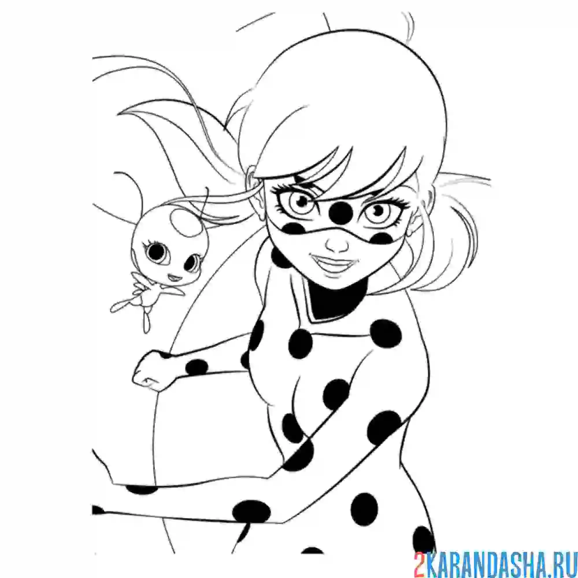 Раскраска леди баг и тикки на заднем фоне