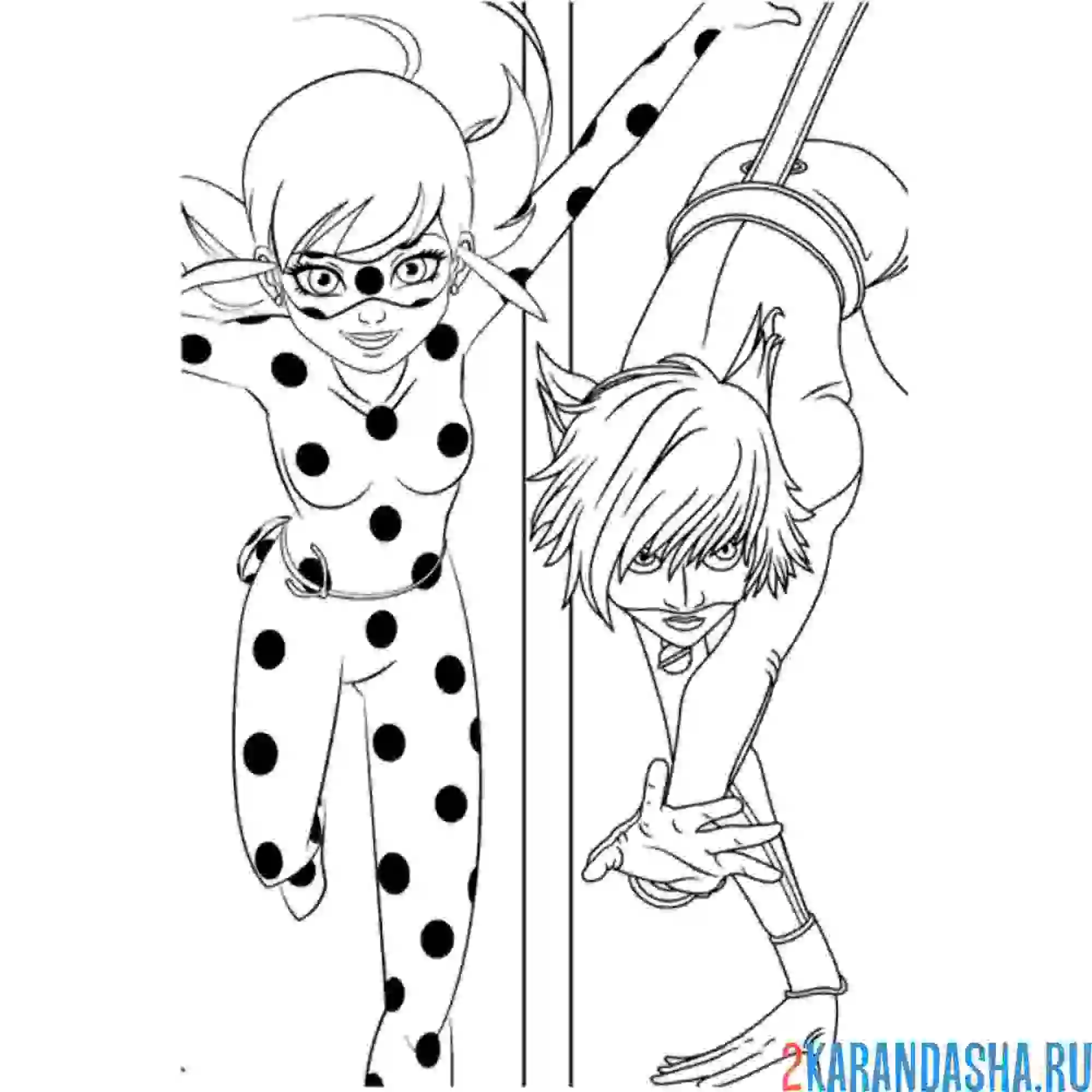 Раскраска леди баг с суперкотом