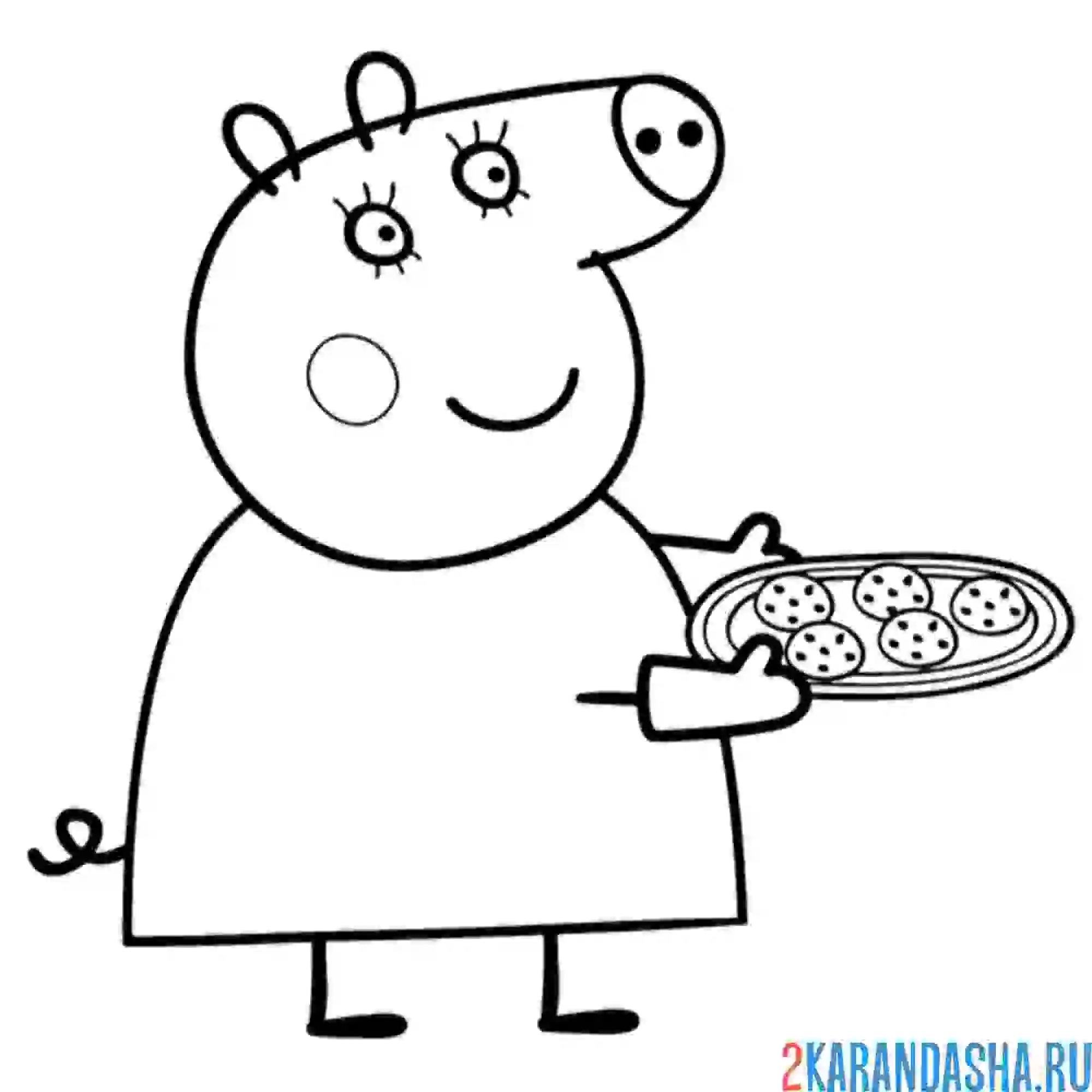 Раскраска мама свинка испекла печенье
