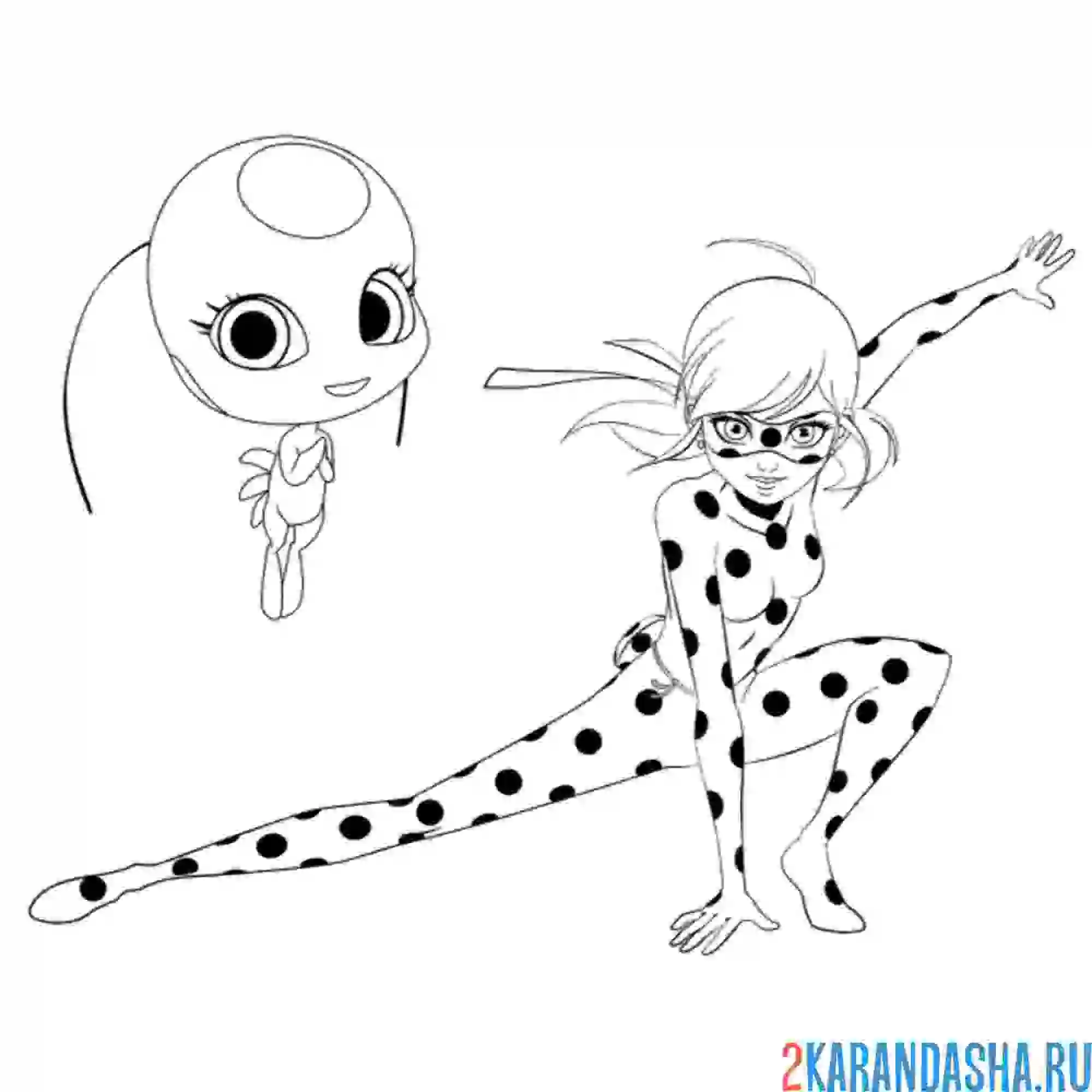 Раскраска леди баг и квами тикки