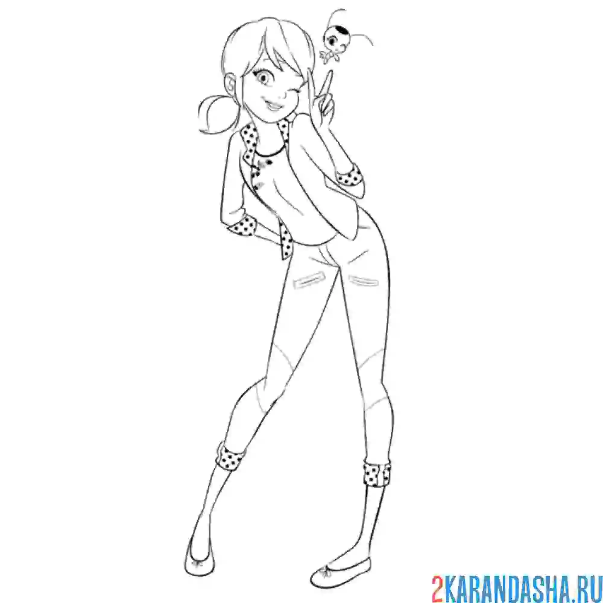 Раскраска в обычной одежде леди баг