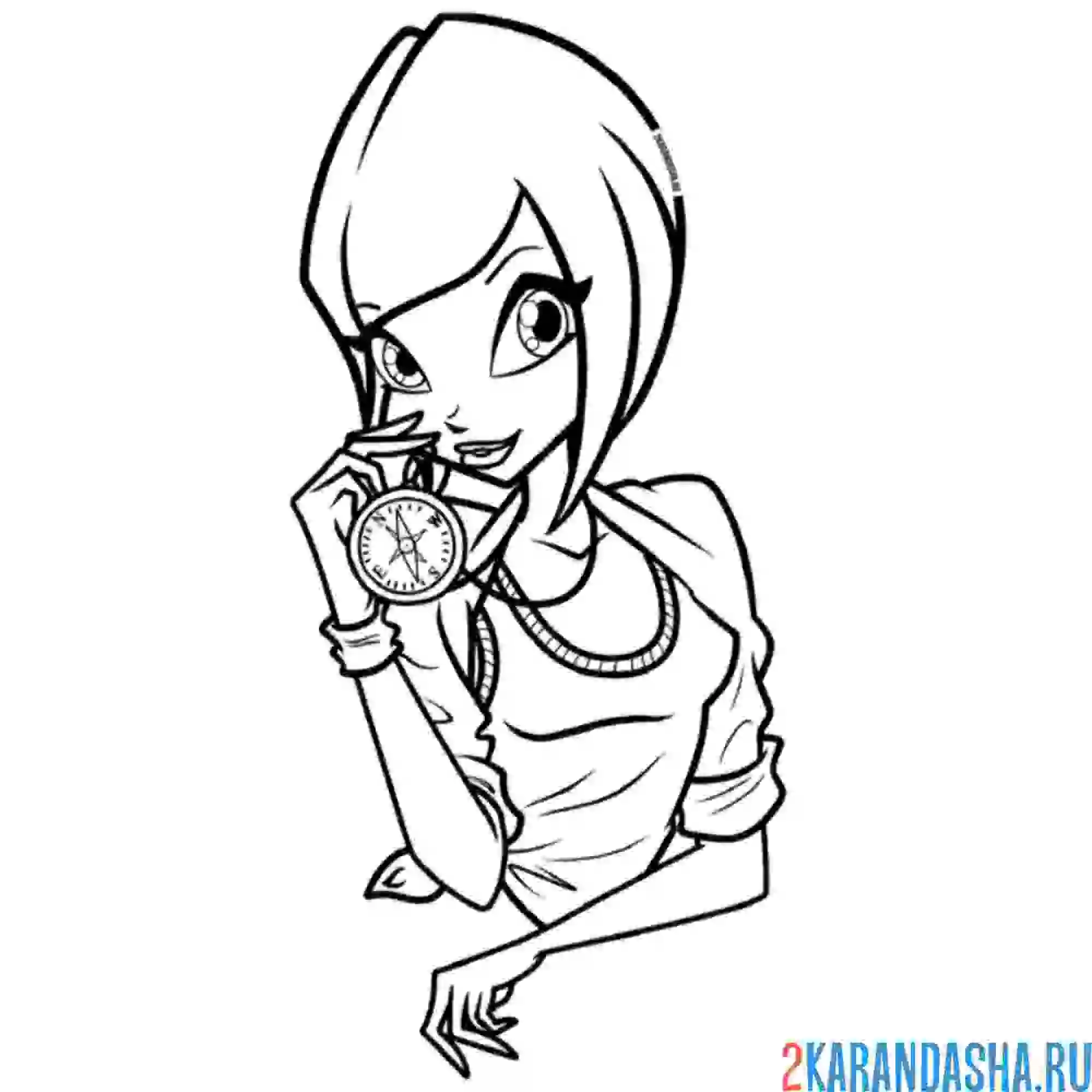 Раскраска текна с компасом