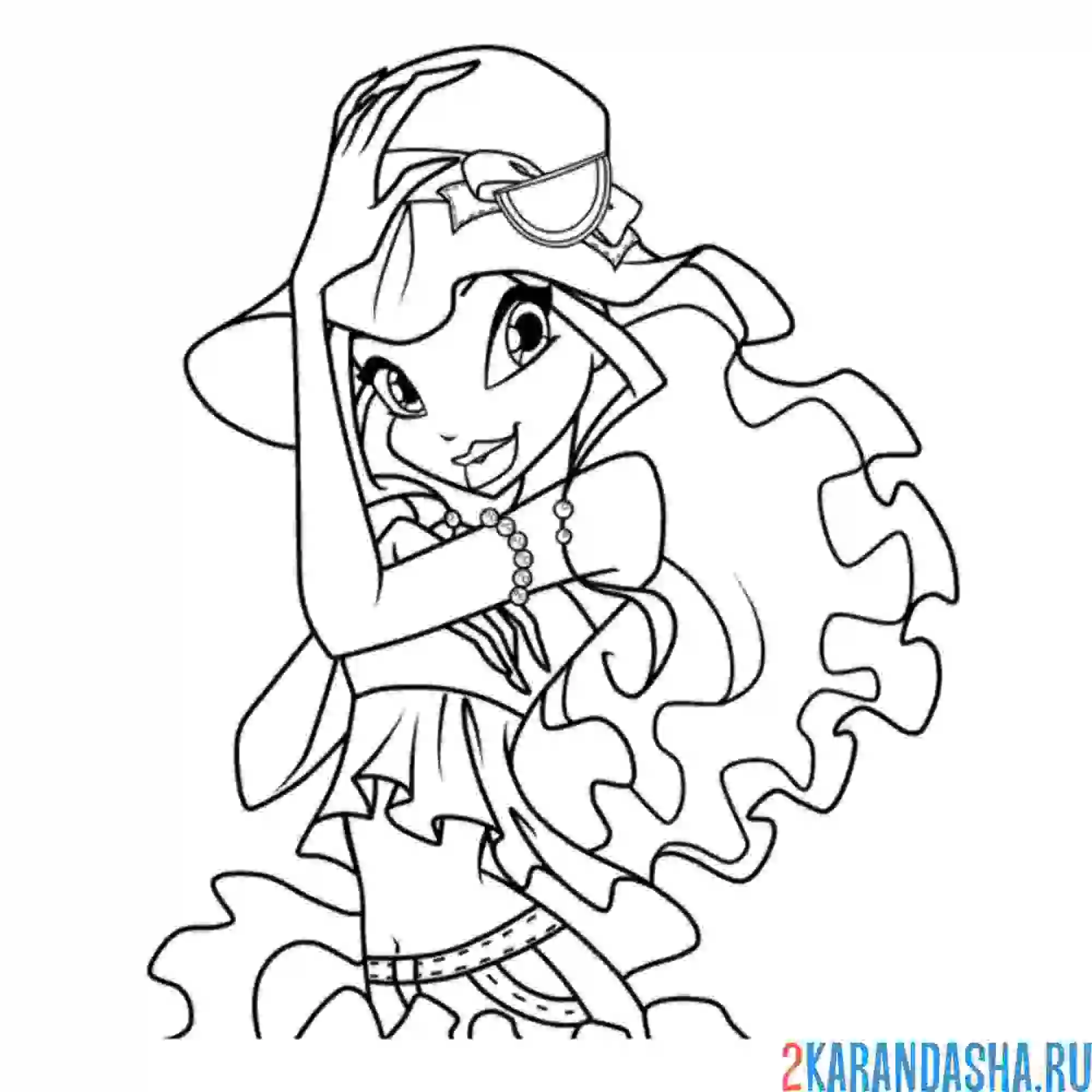 Раскраска лейла с длинными волосами