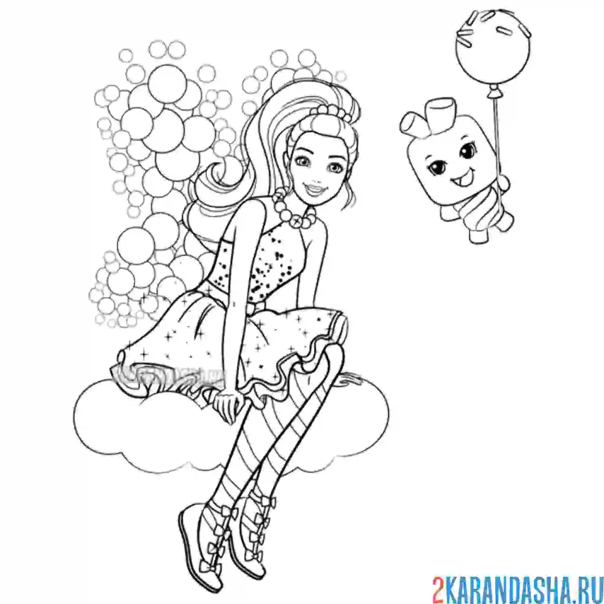 Раскраска барби принцесса дримтопия
