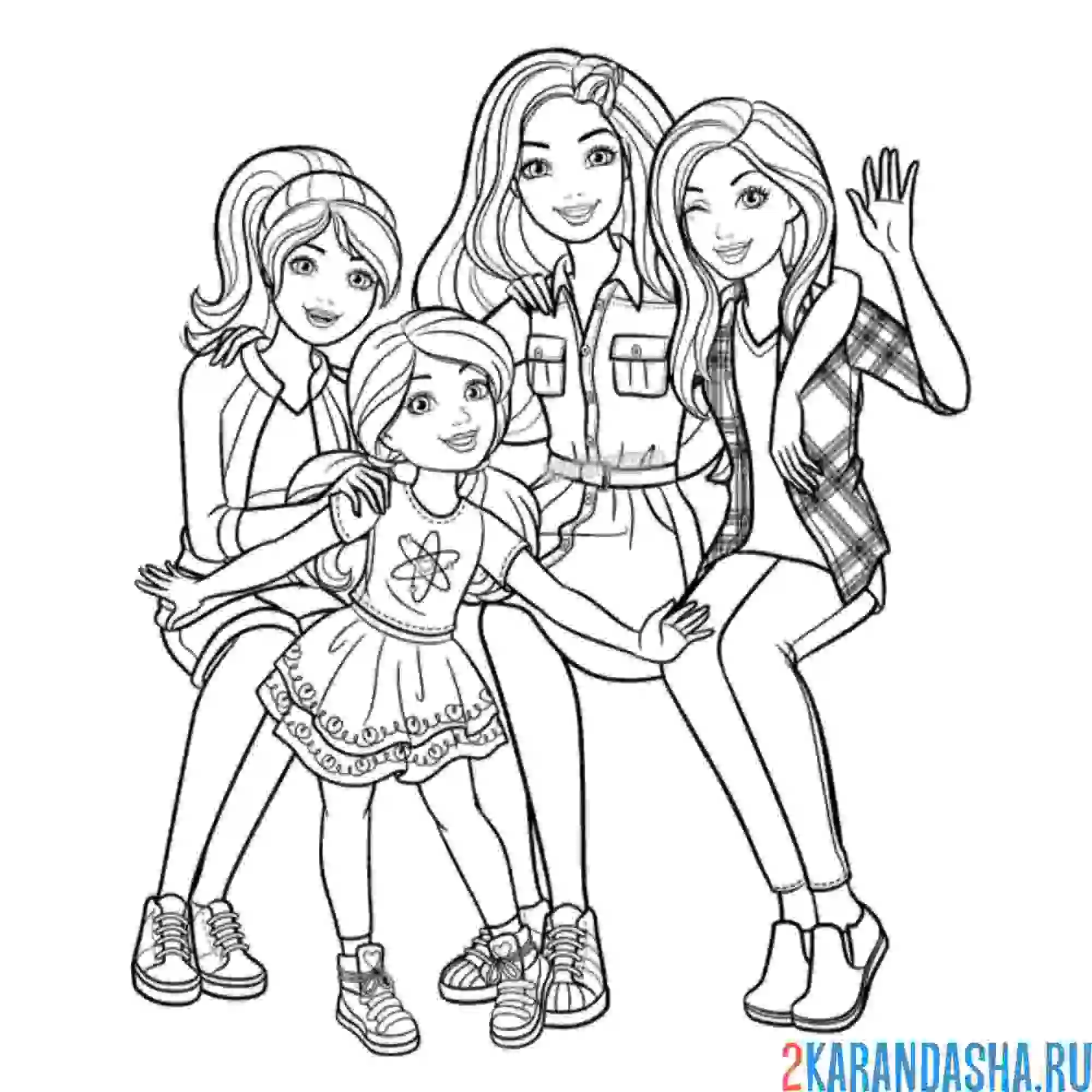 Раскраска семья барби