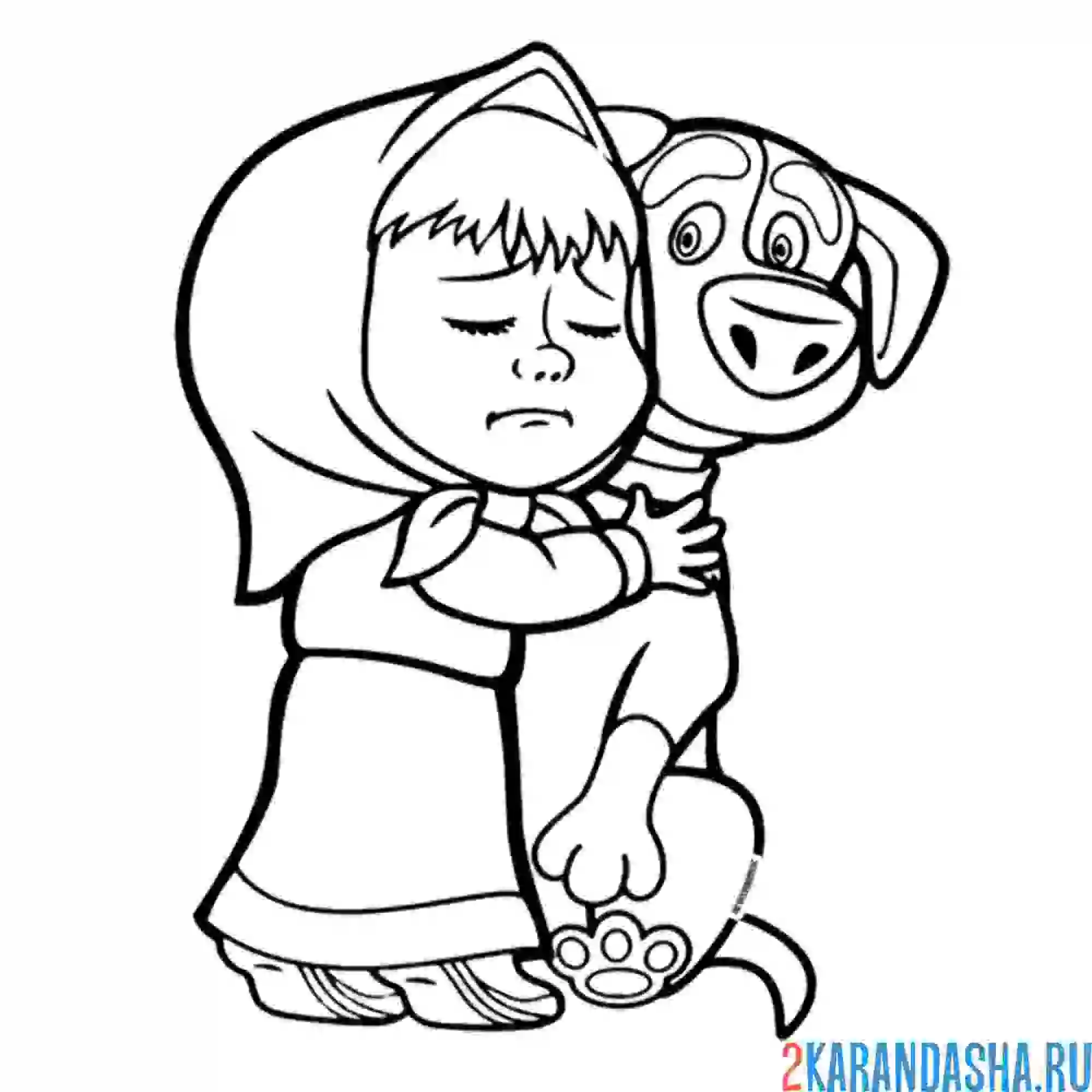 Раскраска обнимает собаку