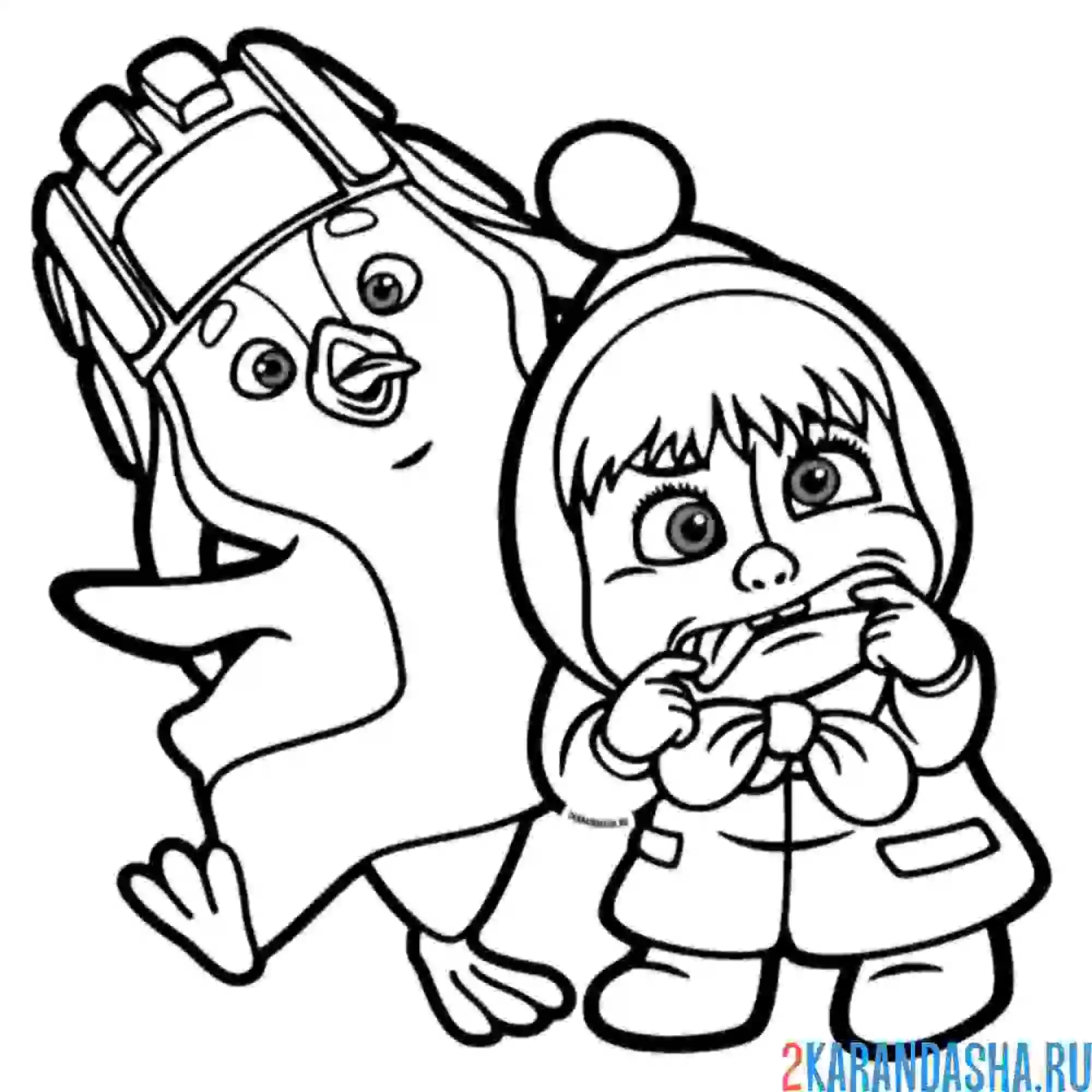 Раскраска балуется с пингвином