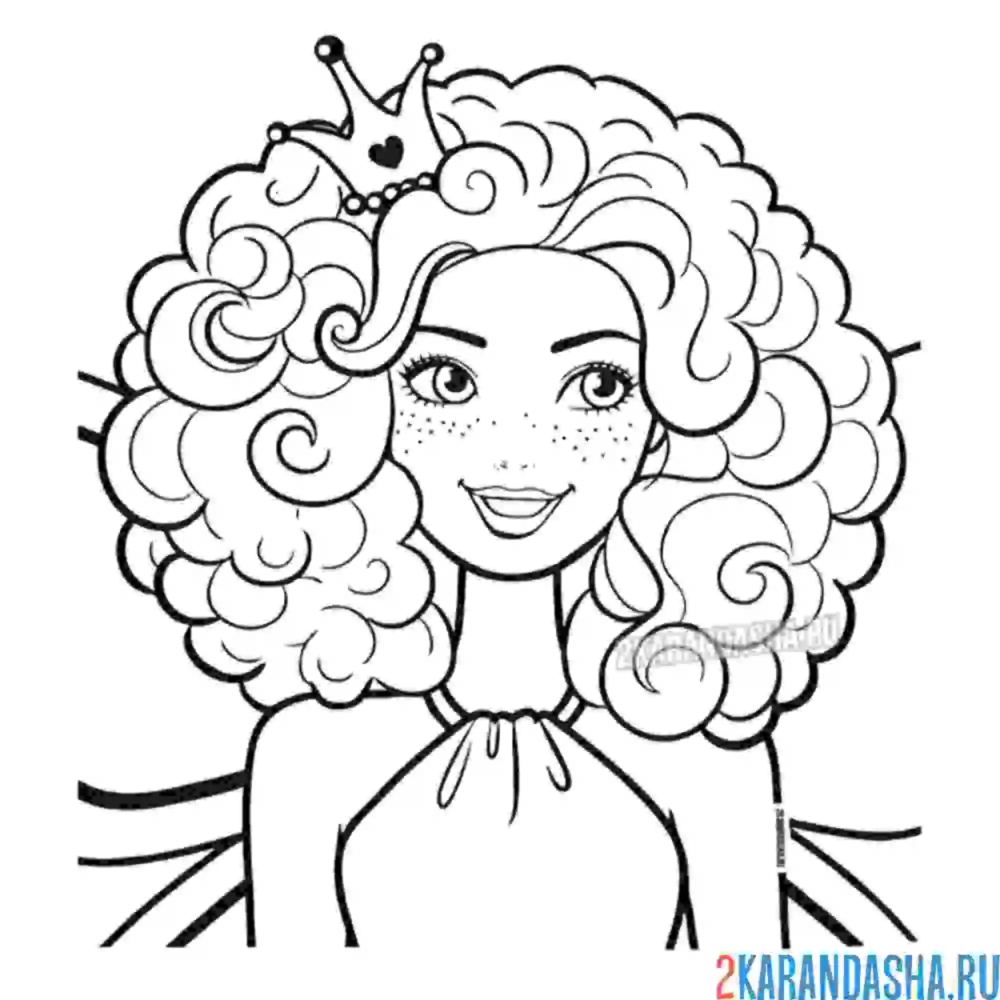 Раскраска барби юная принцесса