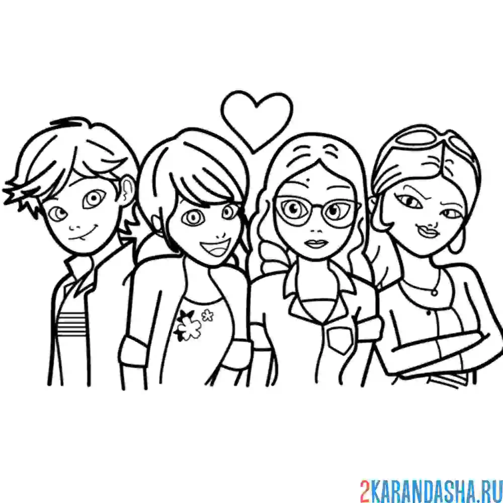 Раскраска все вместе (леди баг и супер кот)