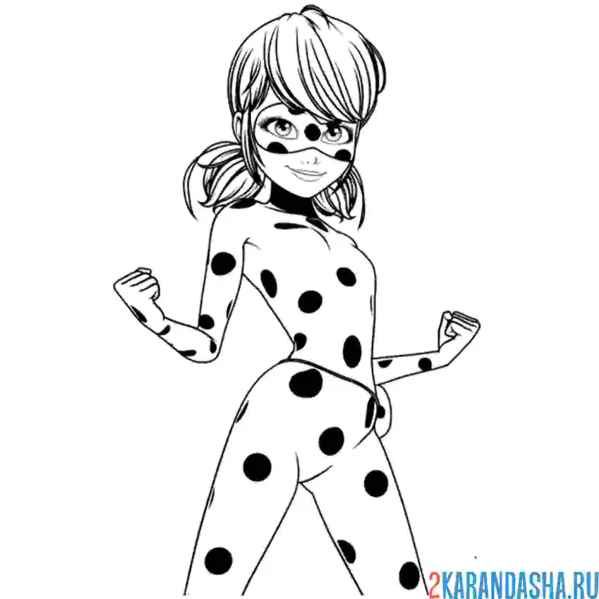 Раскраска леди баг супергероиня в маске