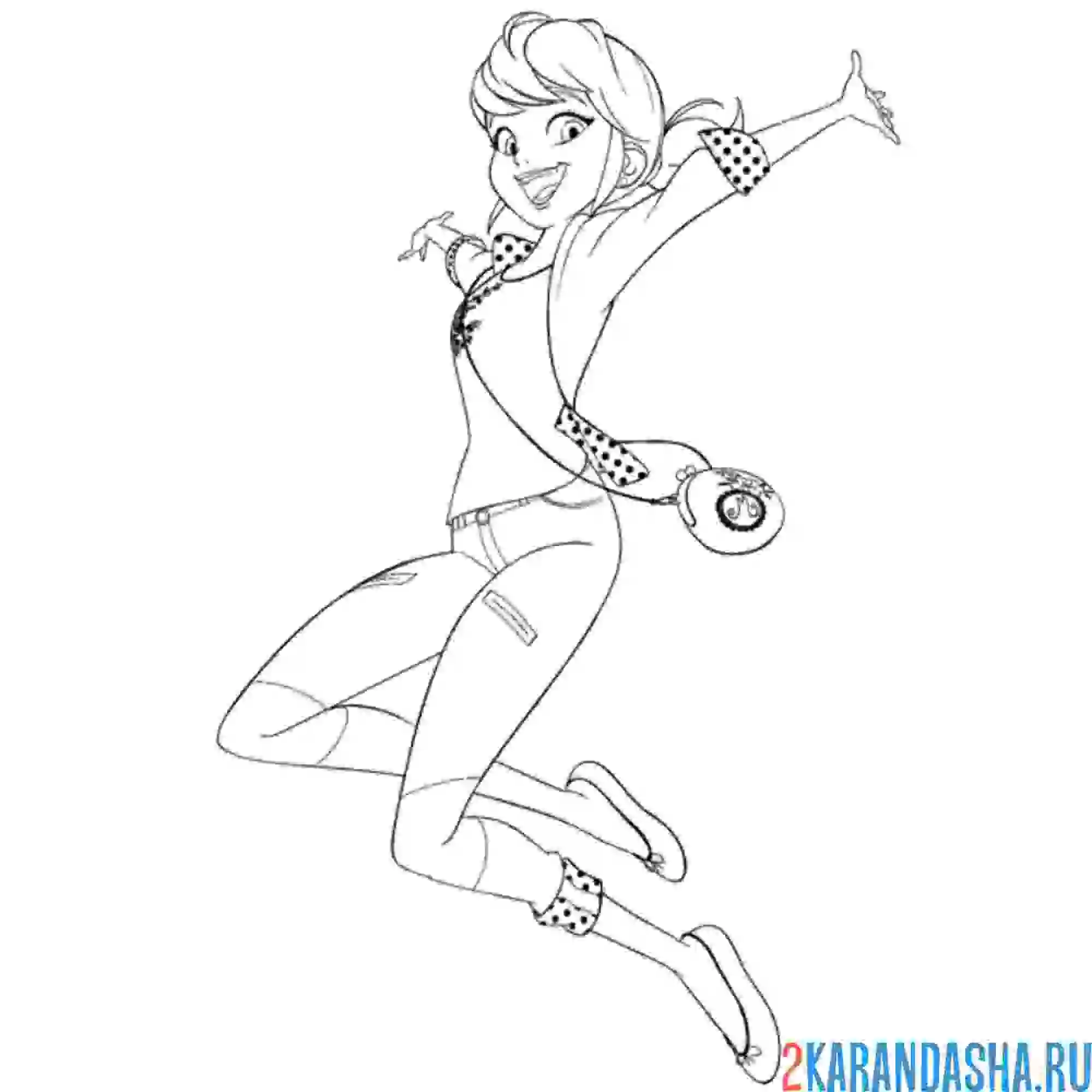 Раскраска счастливая маринетт