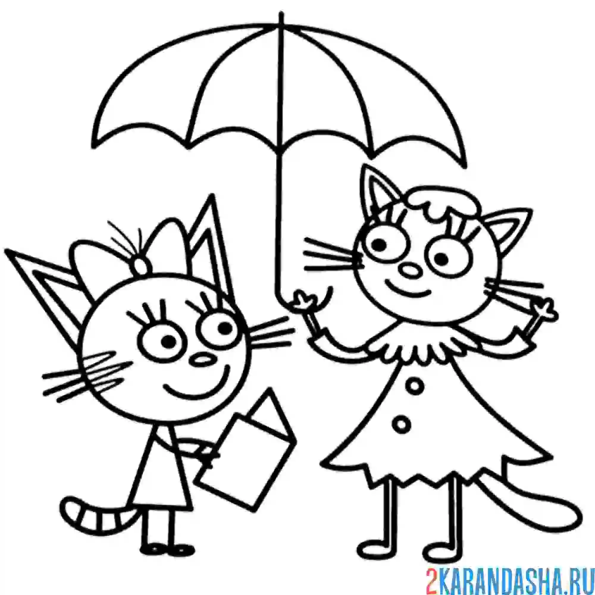 Раскраска карамелька и лапочка под зонтиком