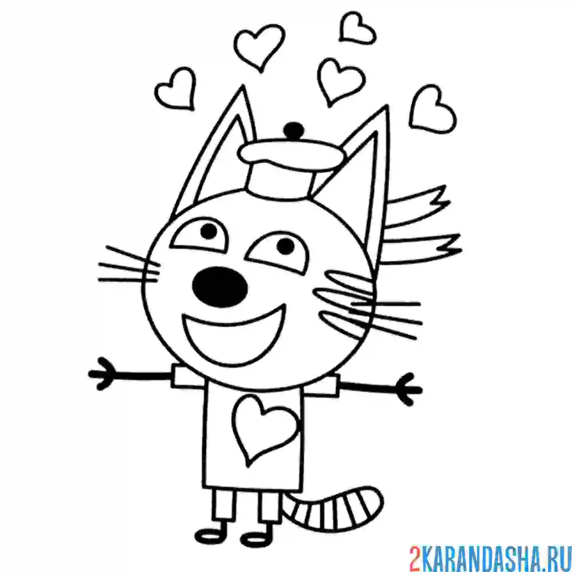 Раскраска коржик в сердечках