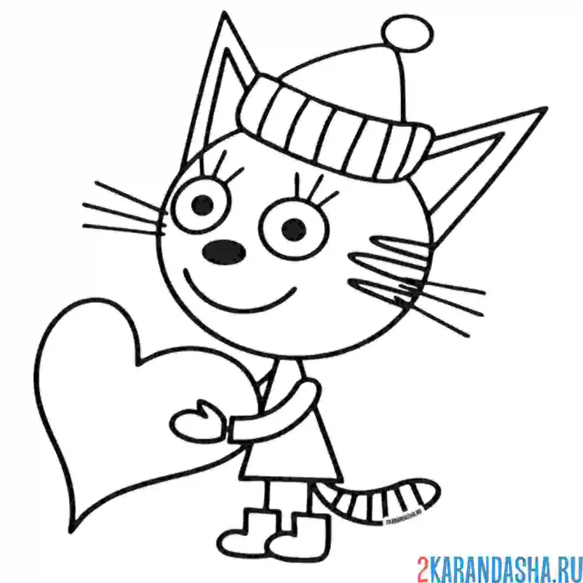 Раскраска карамелька в шапке с сердечком