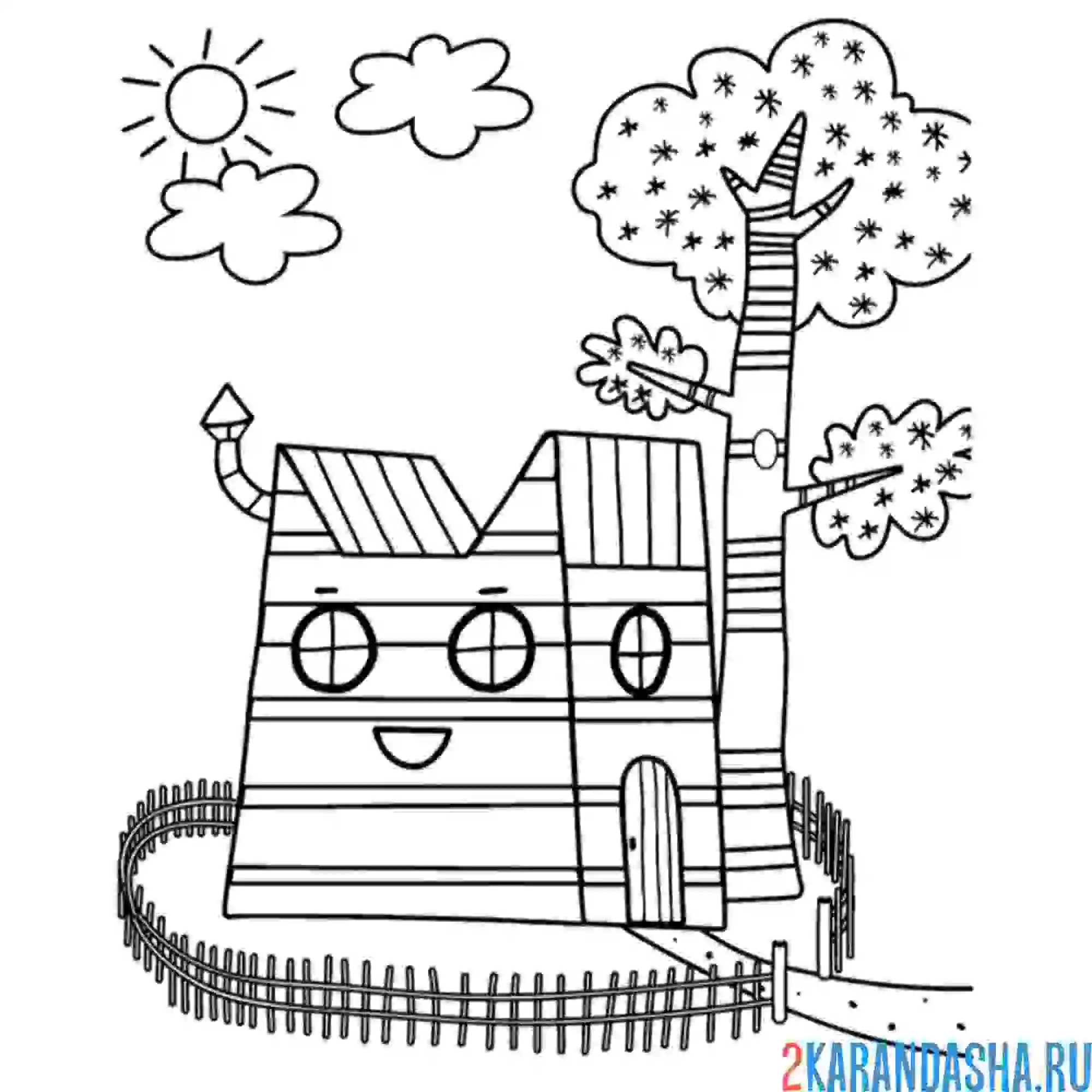 Раскраска домик семьи