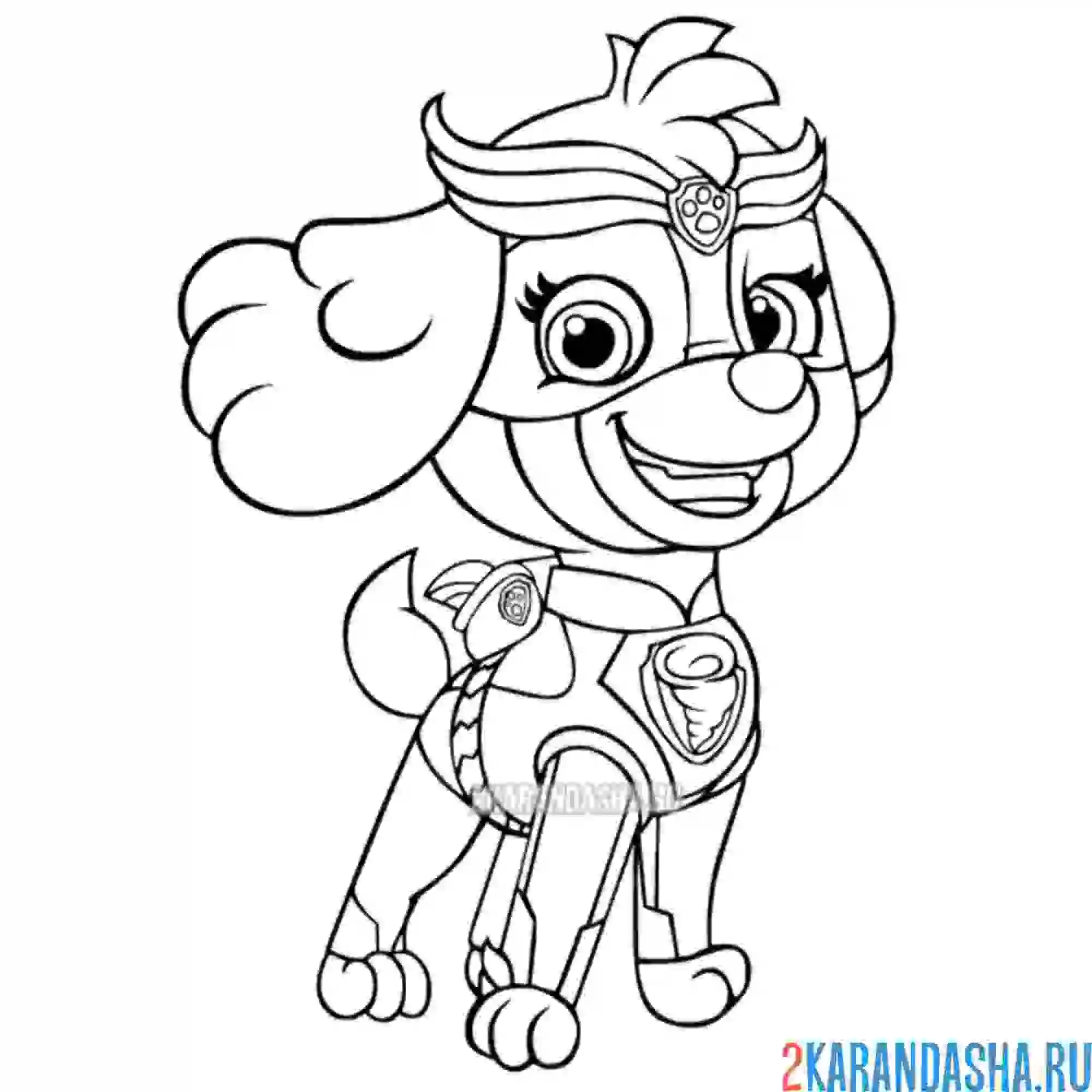 Раскраска мегащенки скай в стойке