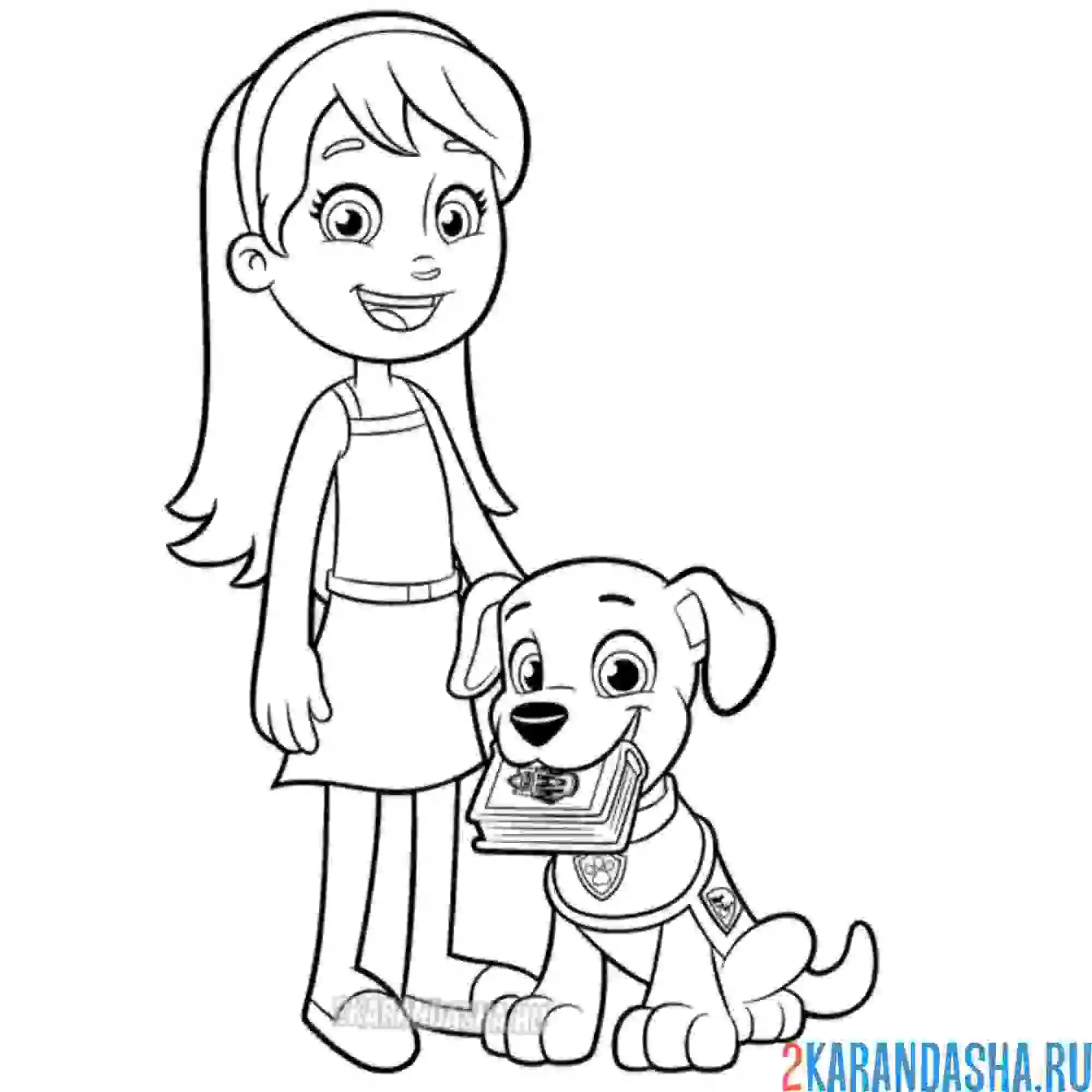 Раскраска щенок ассистент и кейти