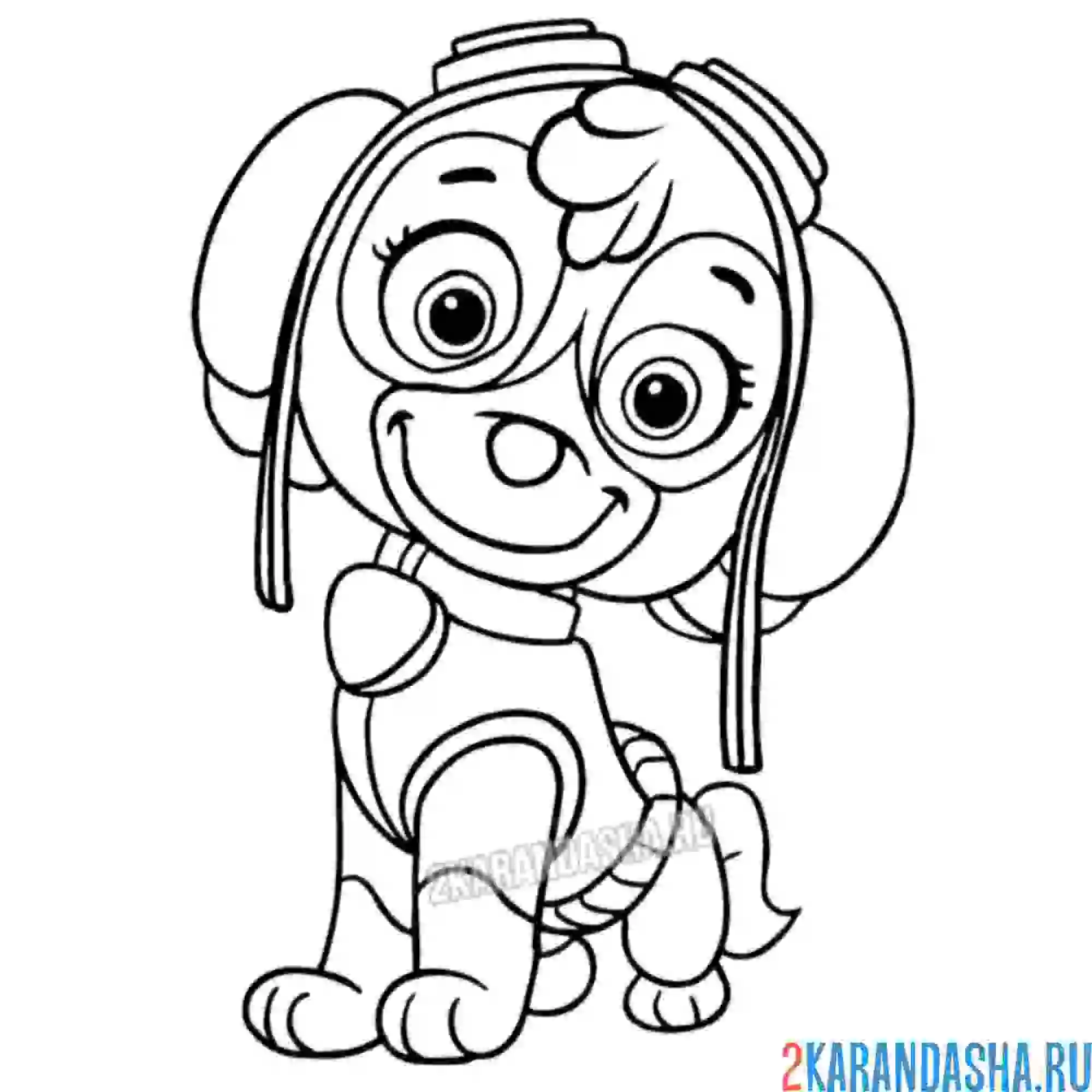 Раскраска скай сидит смирно