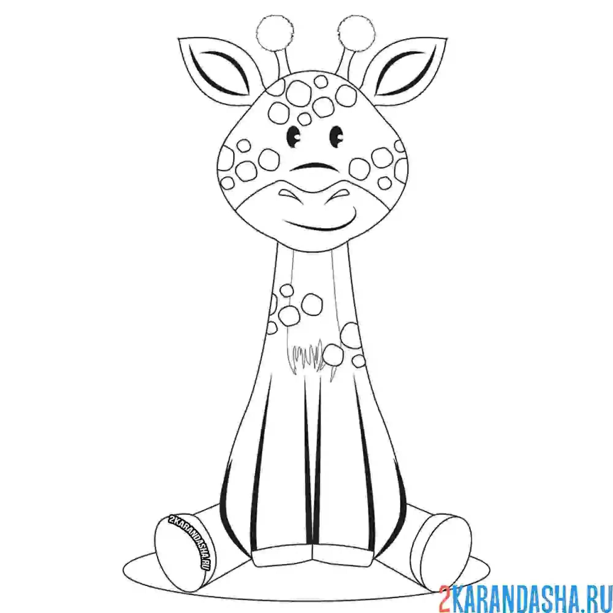 Раскраска жираф сидит