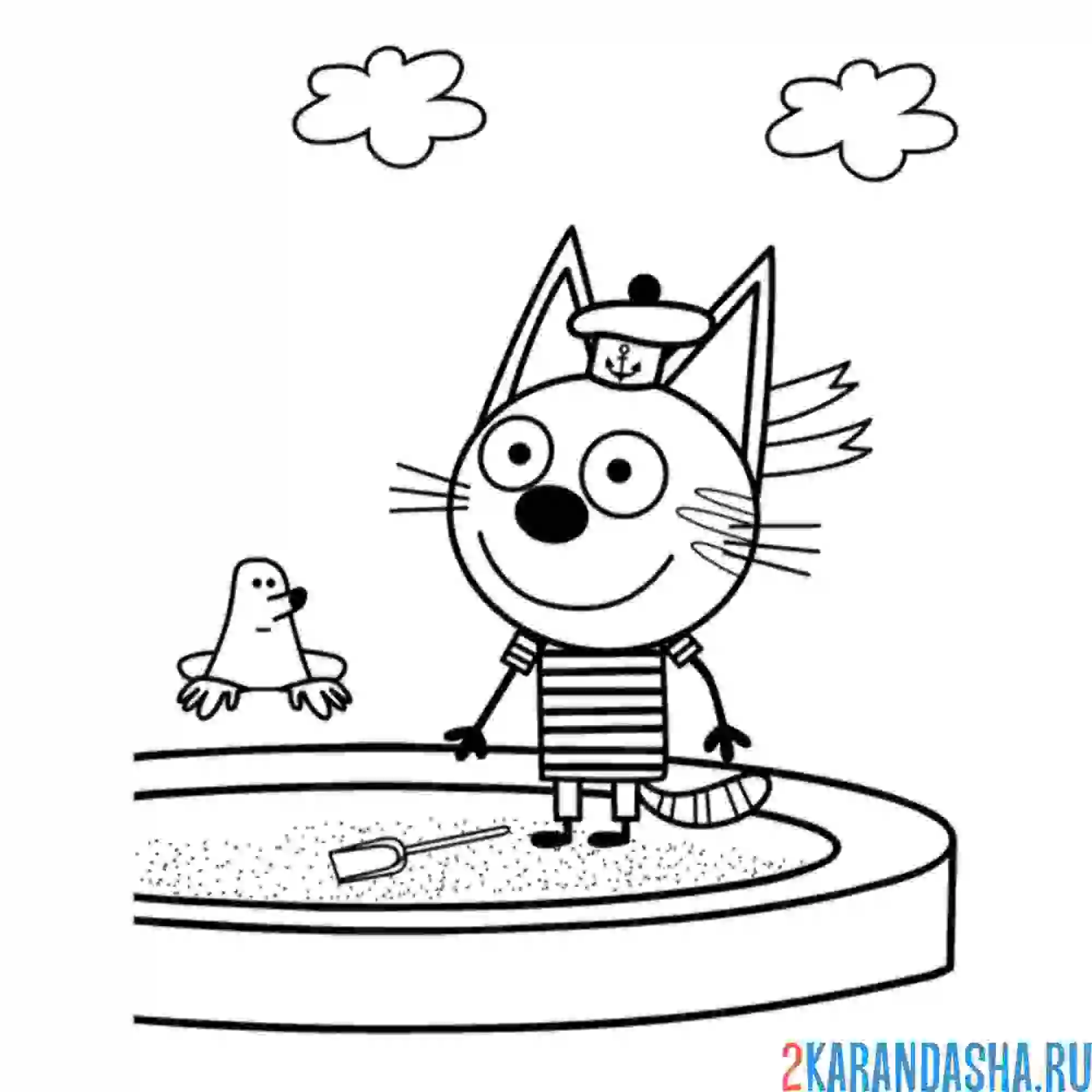 Раскраска коржик в песочнице