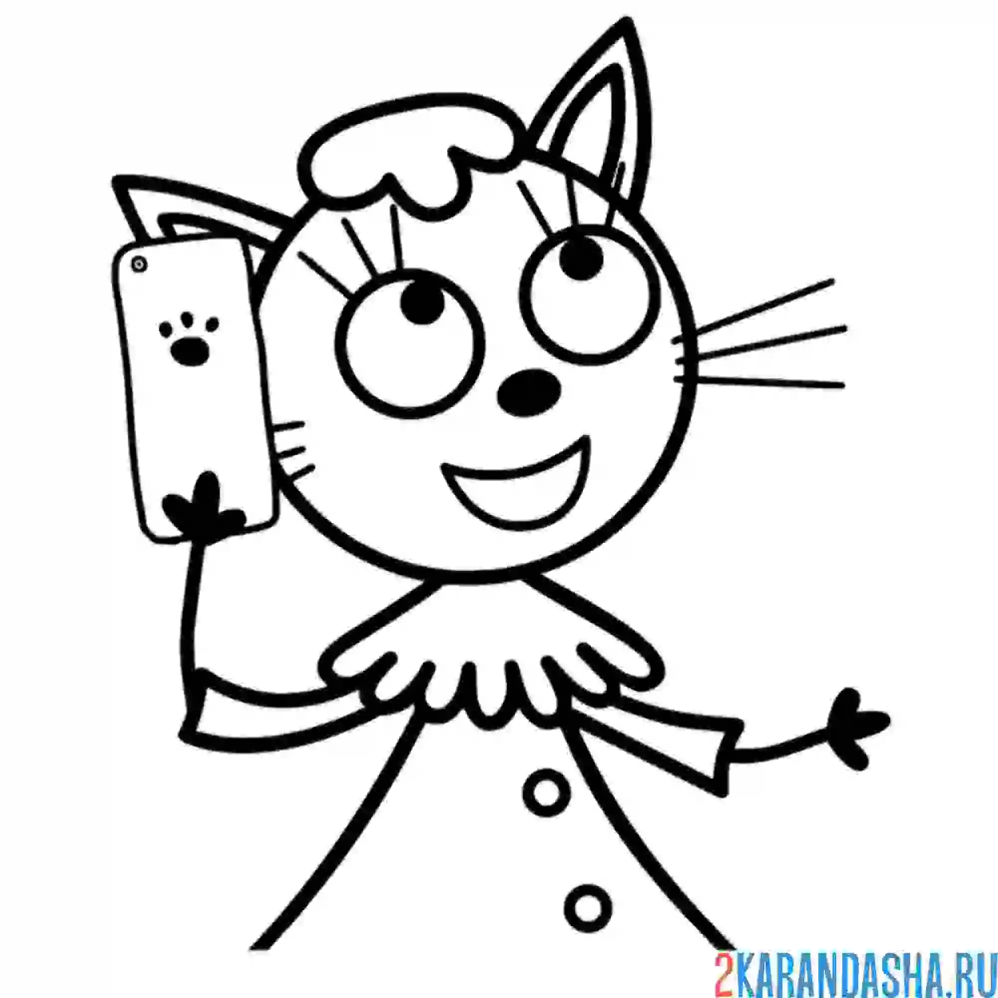 Раскраска лапочка разговаривает по телефону