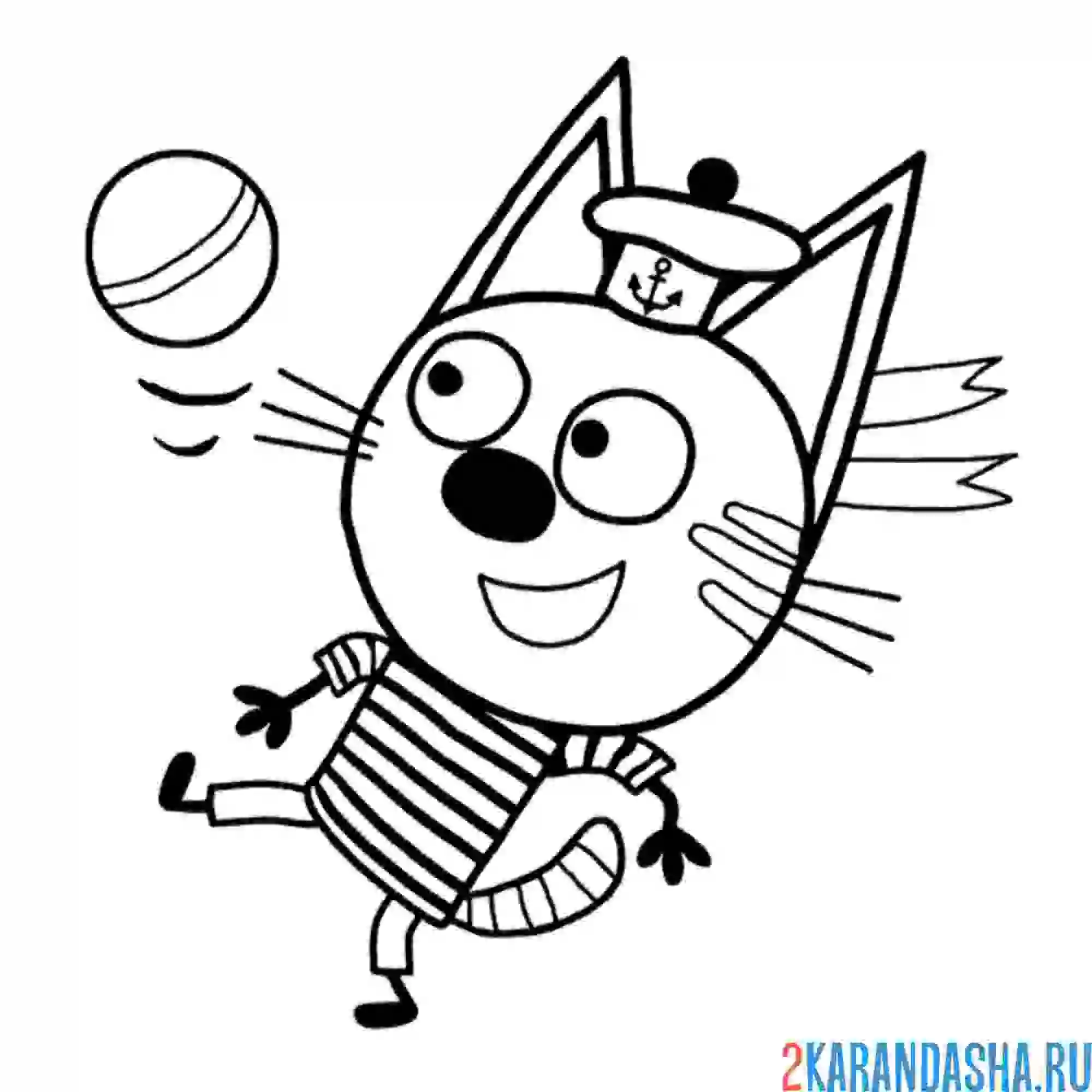 Раскраска коржик играет в мяч