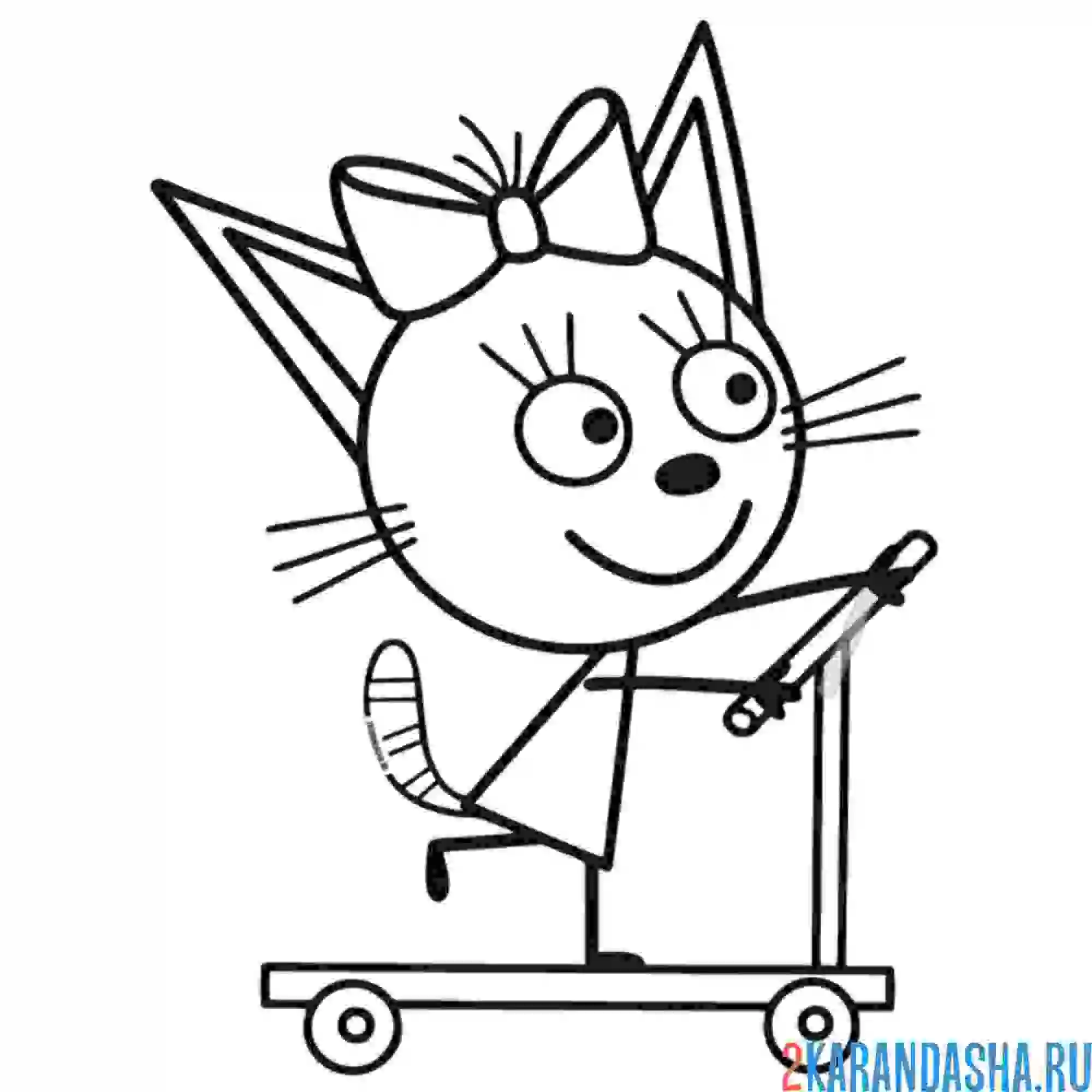 Раскраска карамелька на самокате