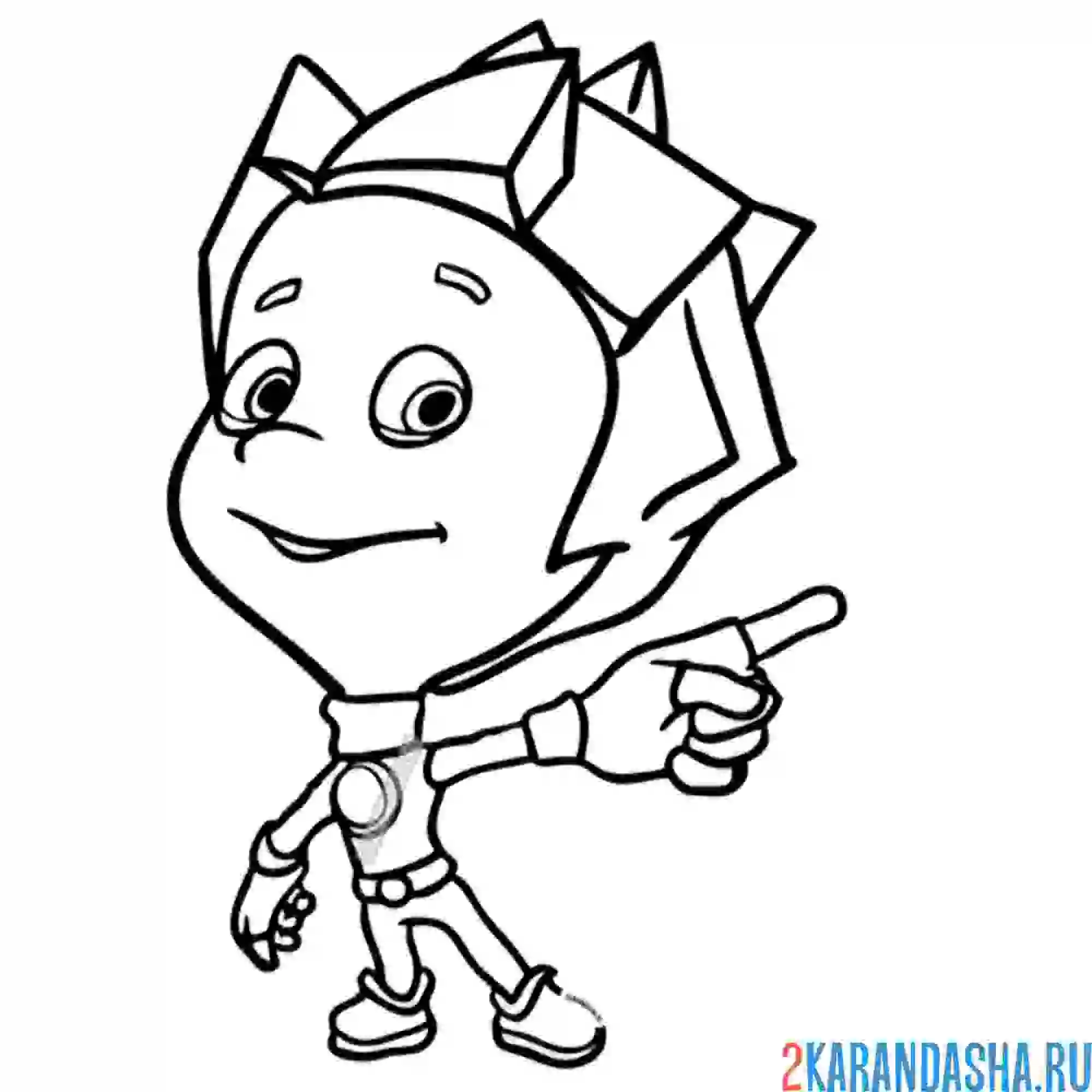 Раскраска нолик младший брат симки | фиксики