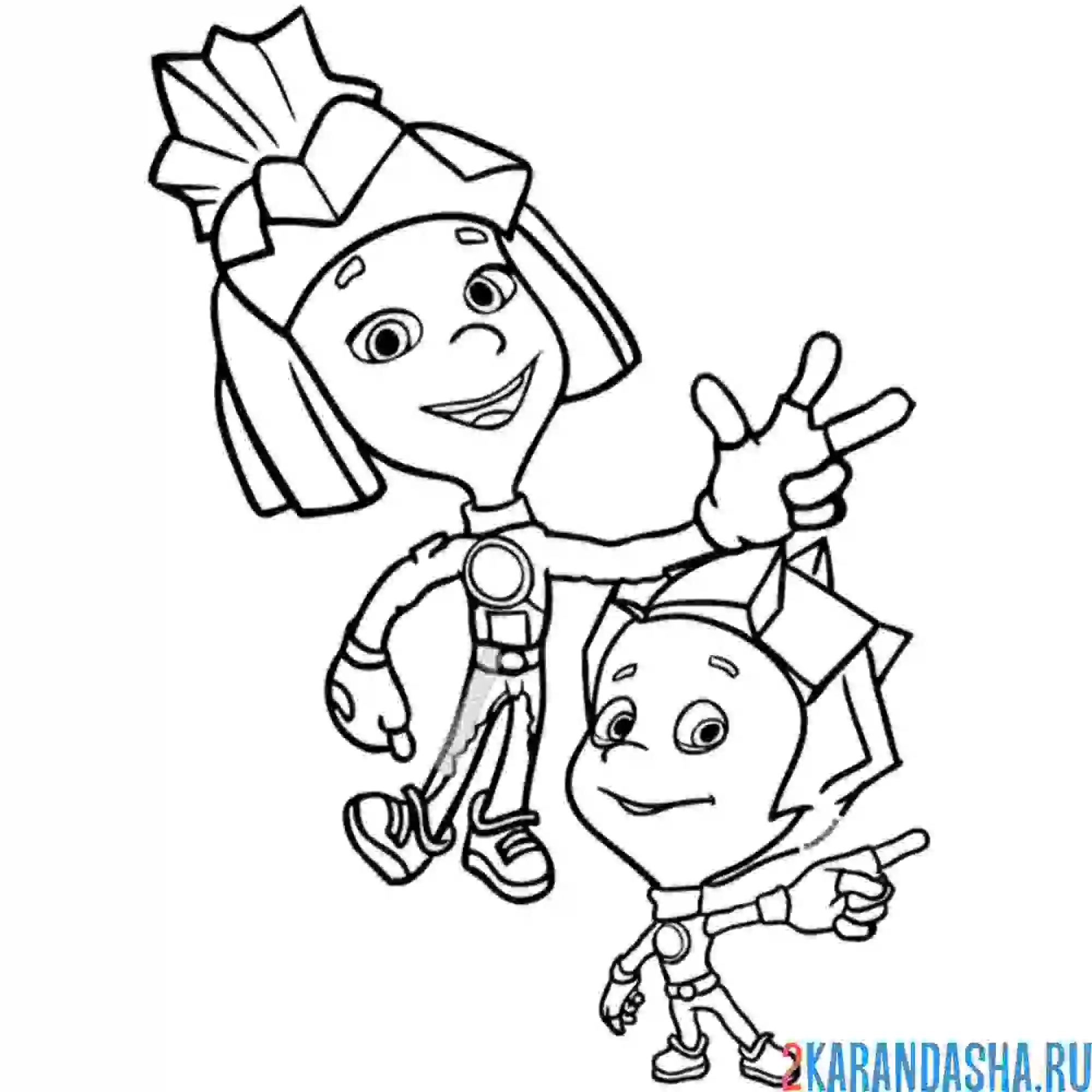 Раскраска симка и нолик | фиксики