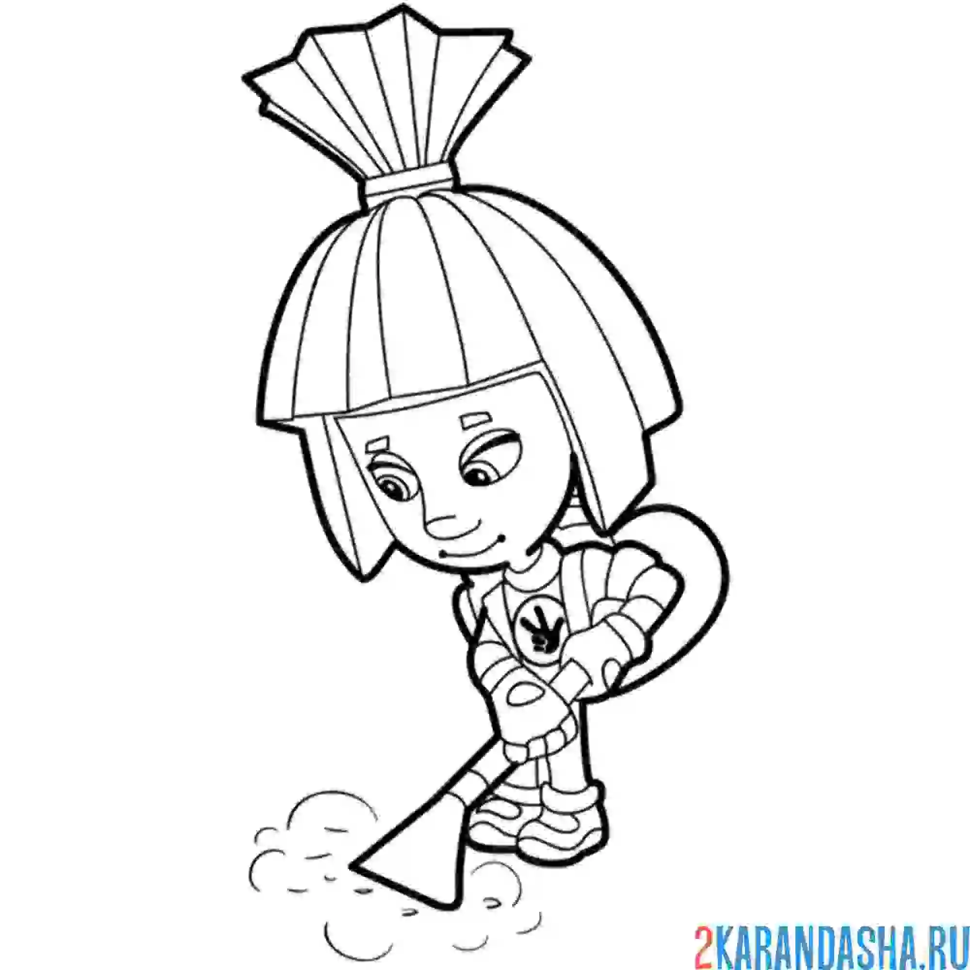 Раскраска симка пылесосит | фиксики