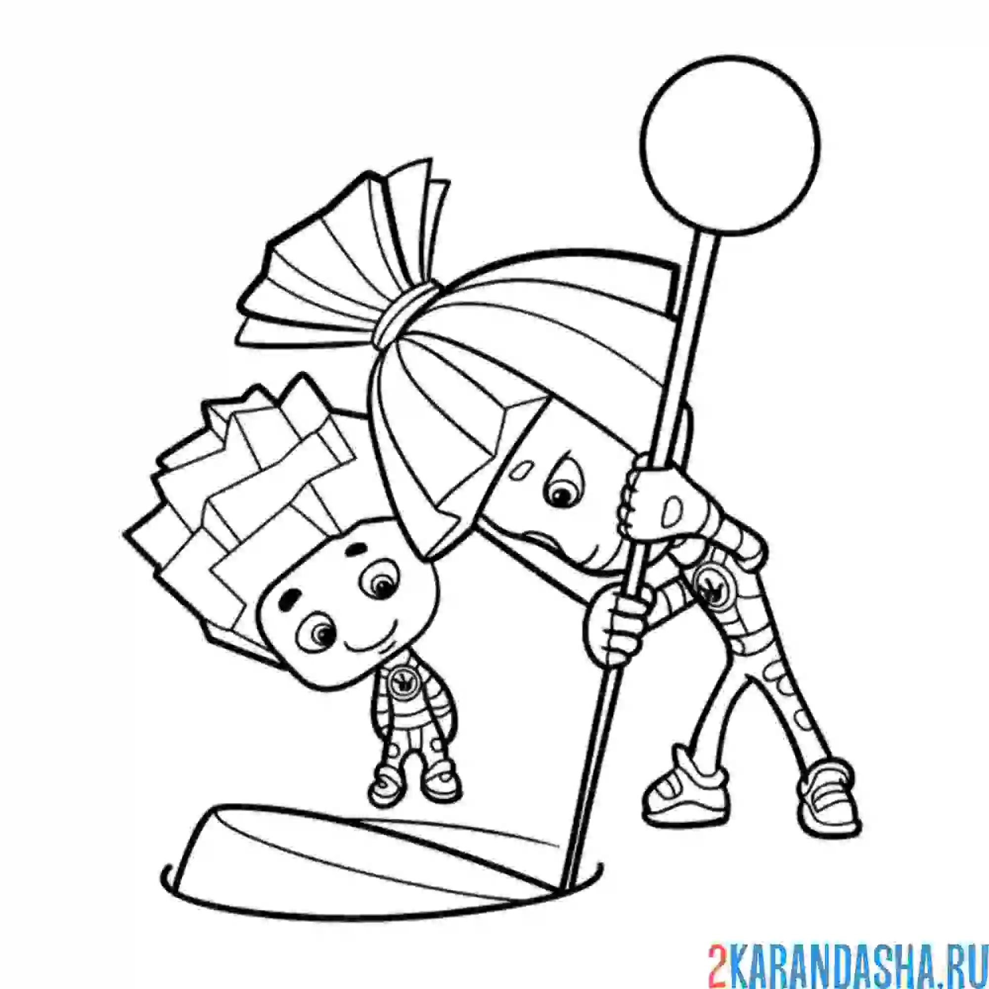 Раскраска нолик с симкой | фиксики