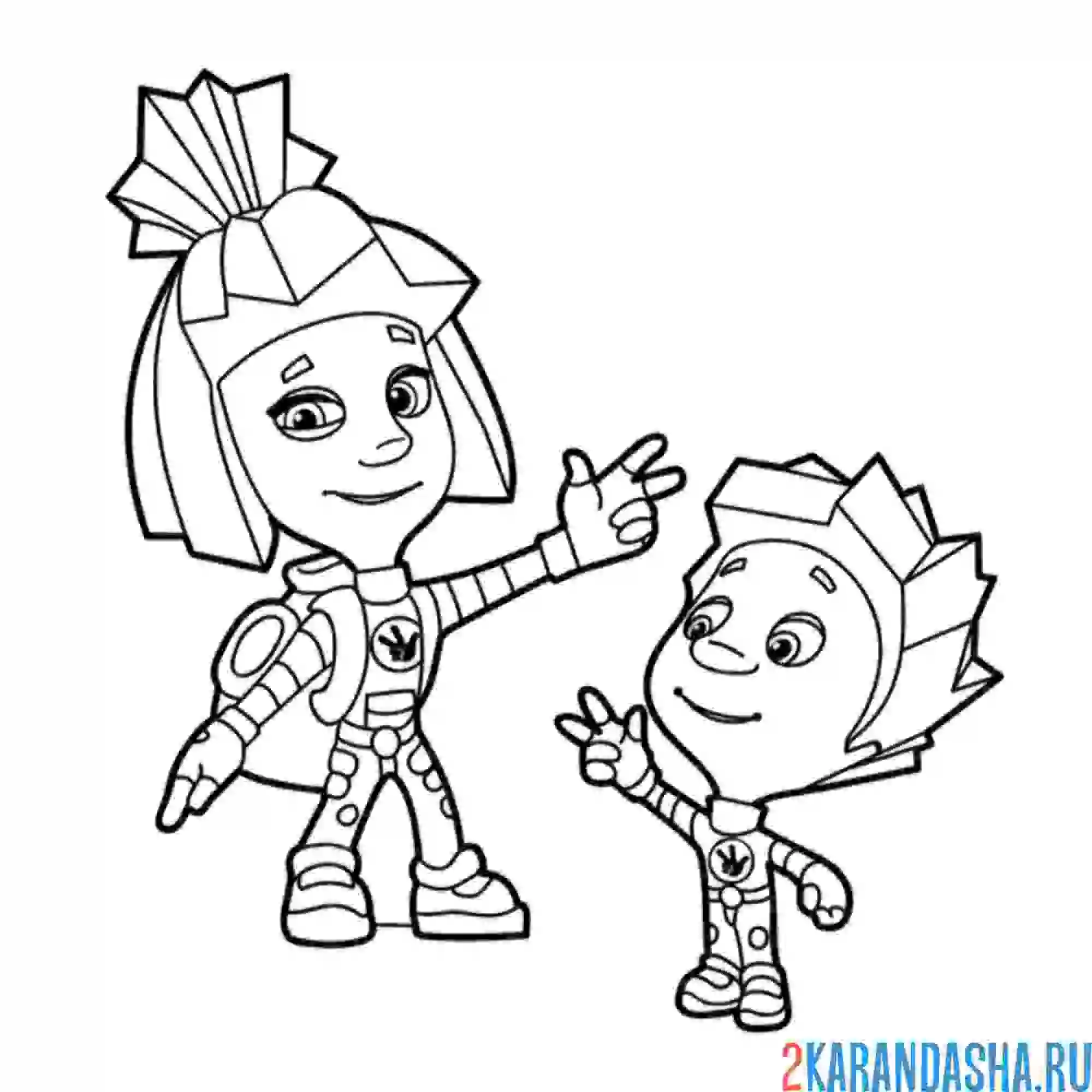 Раскраска симка и братик нолик | фиксики