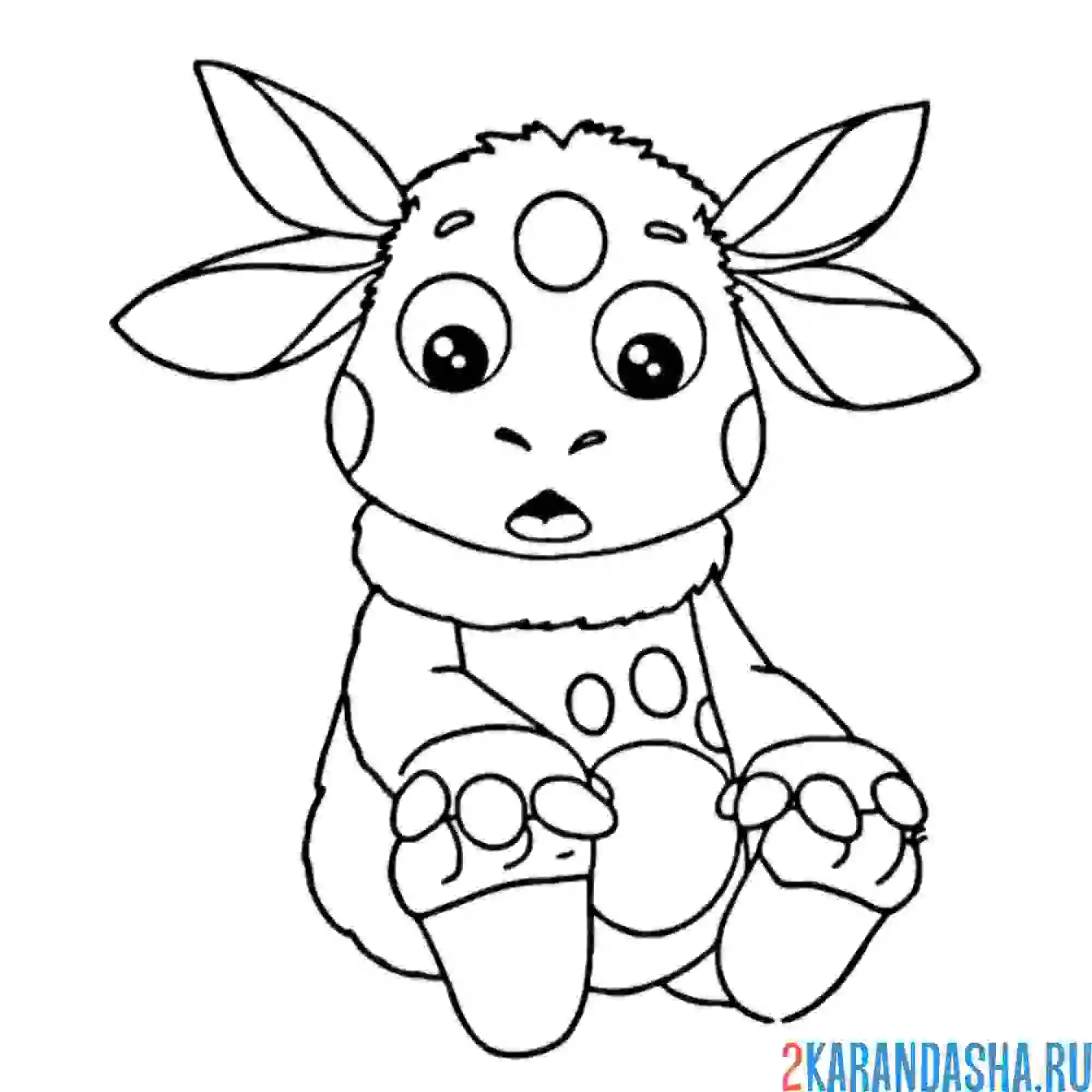 Раскраска удивленный лунтик