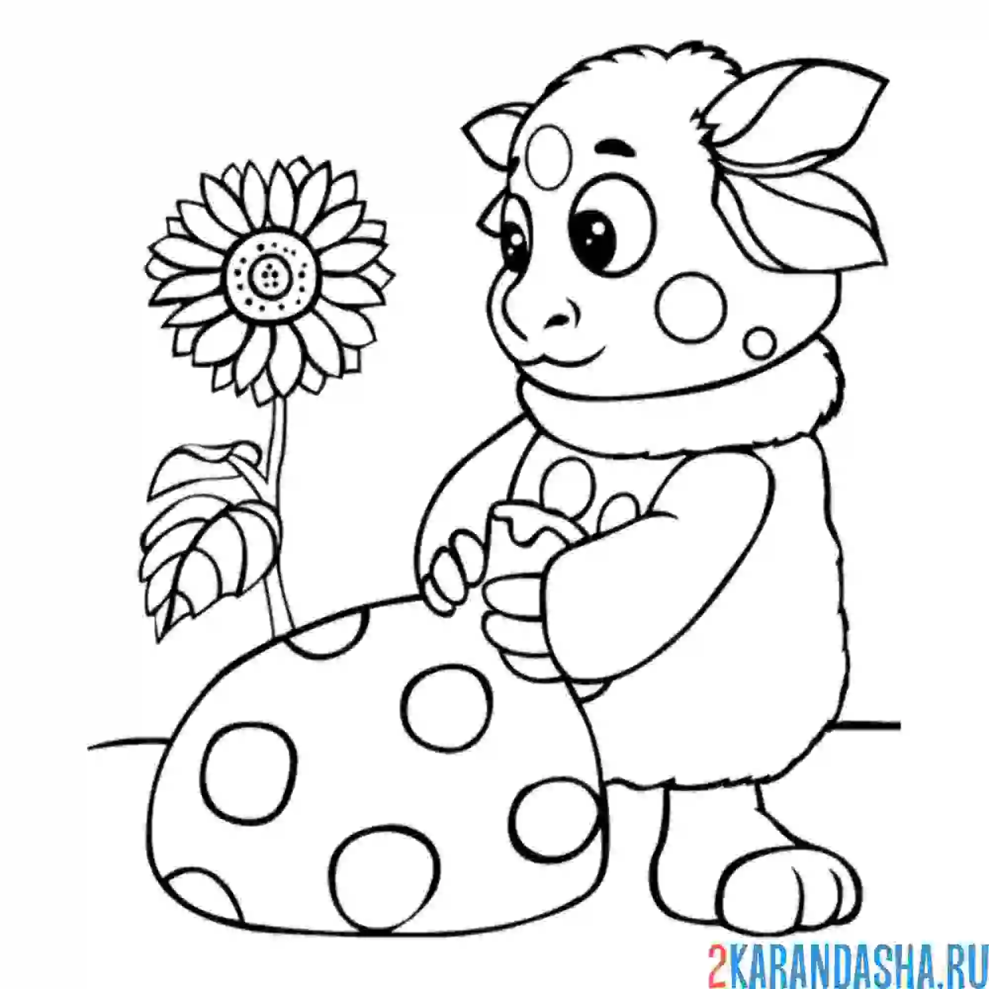 Раскраска лунтик с мешком