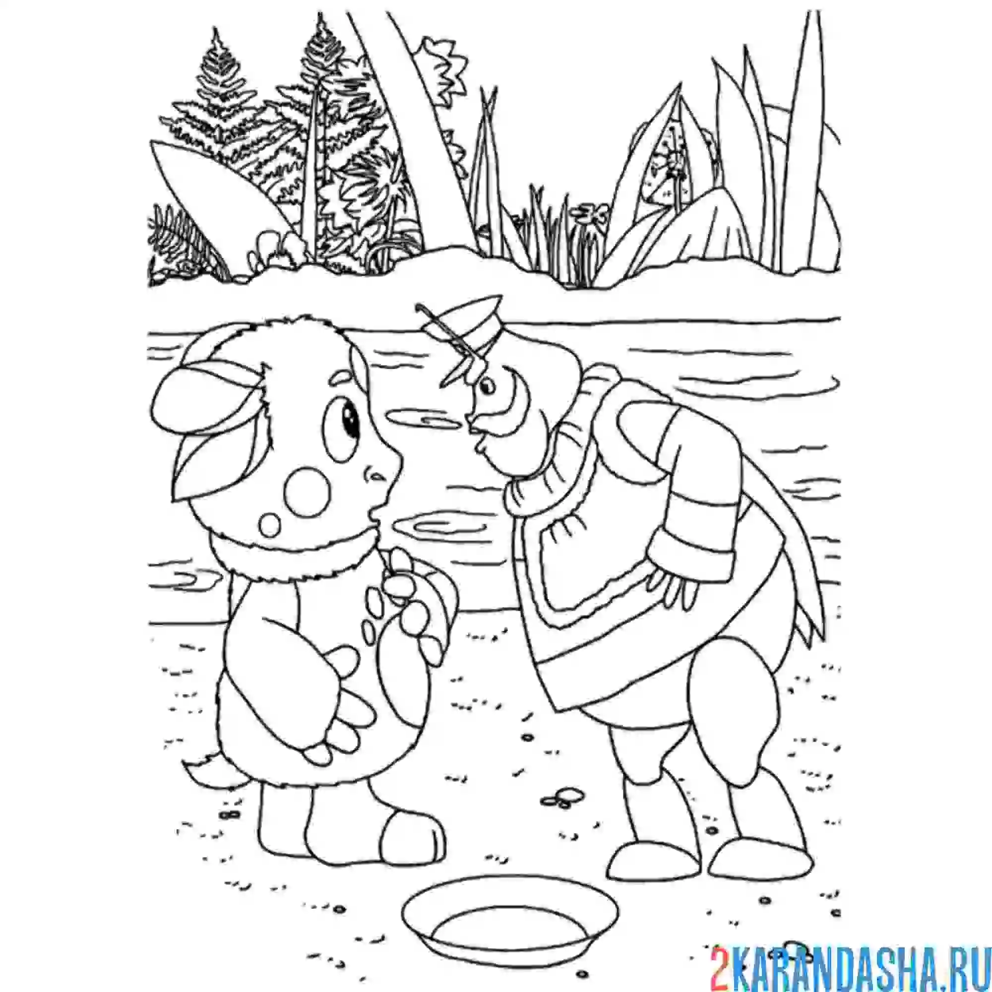 Раскраска дедушка шер ругается на лунтика