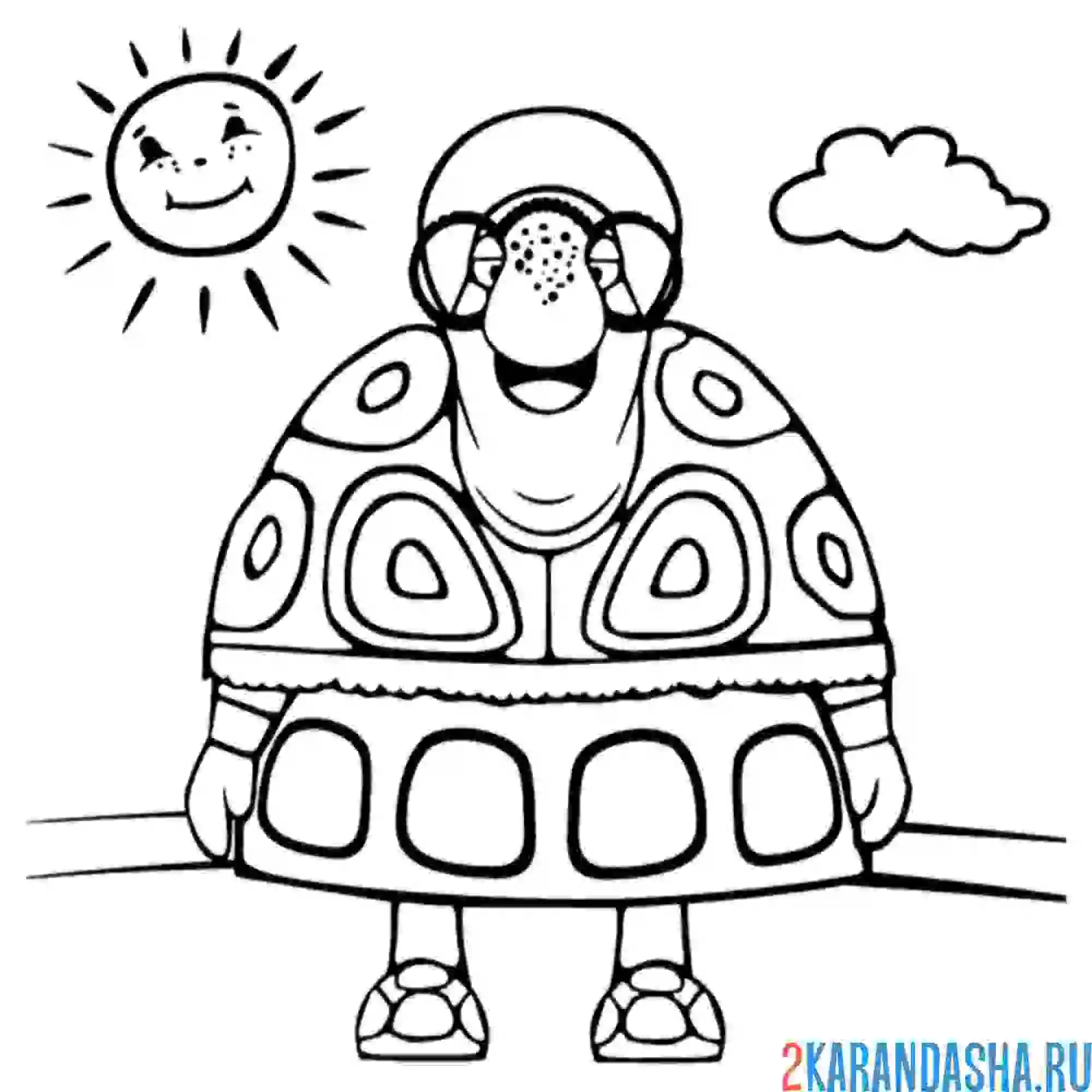 Раскраска черепаха тетя мотя из лунтика