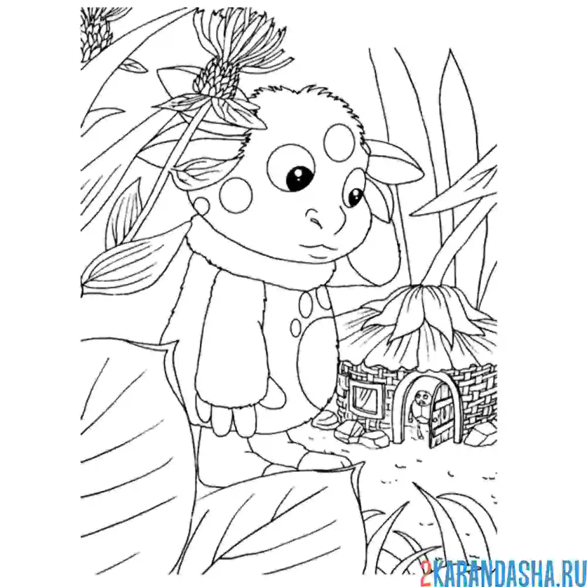 Раскраска какие маленькие букашки думает лунтик