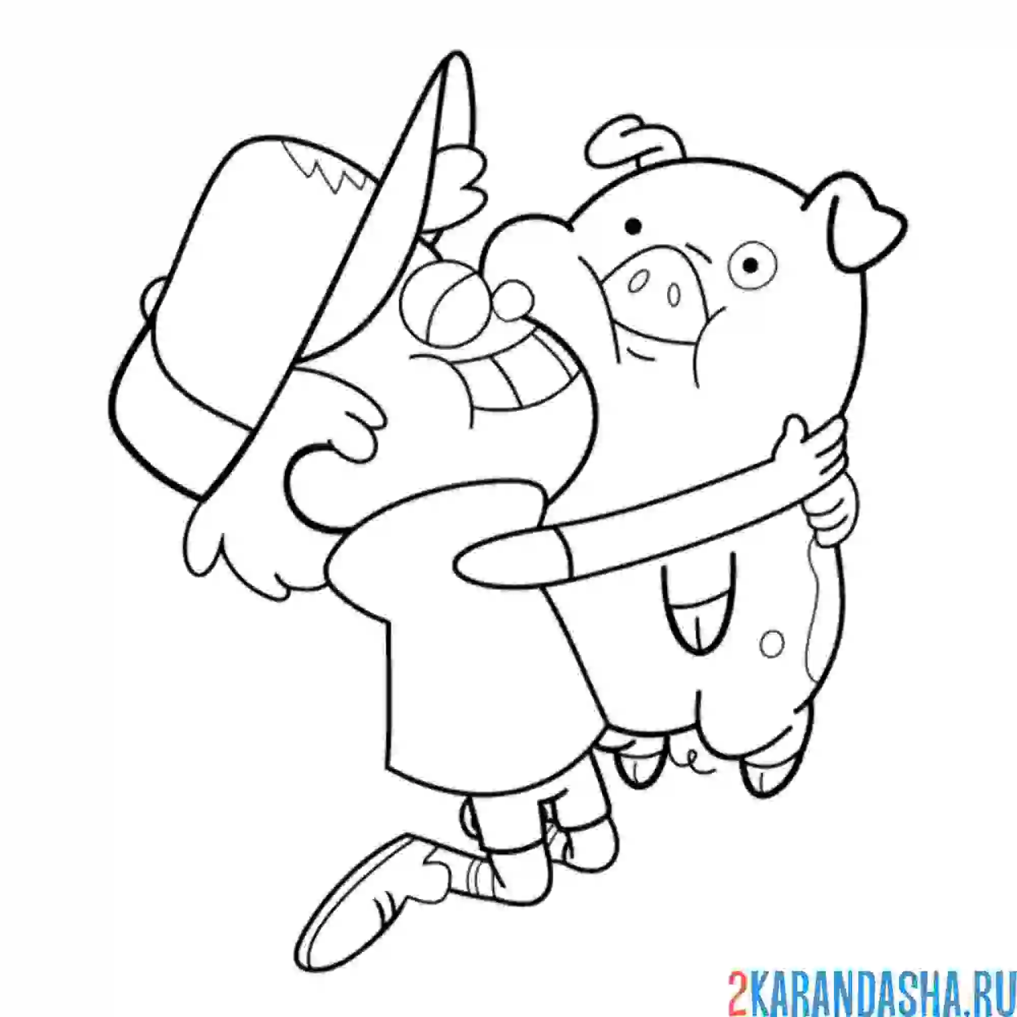 Раскраска диппер и свинка пухля