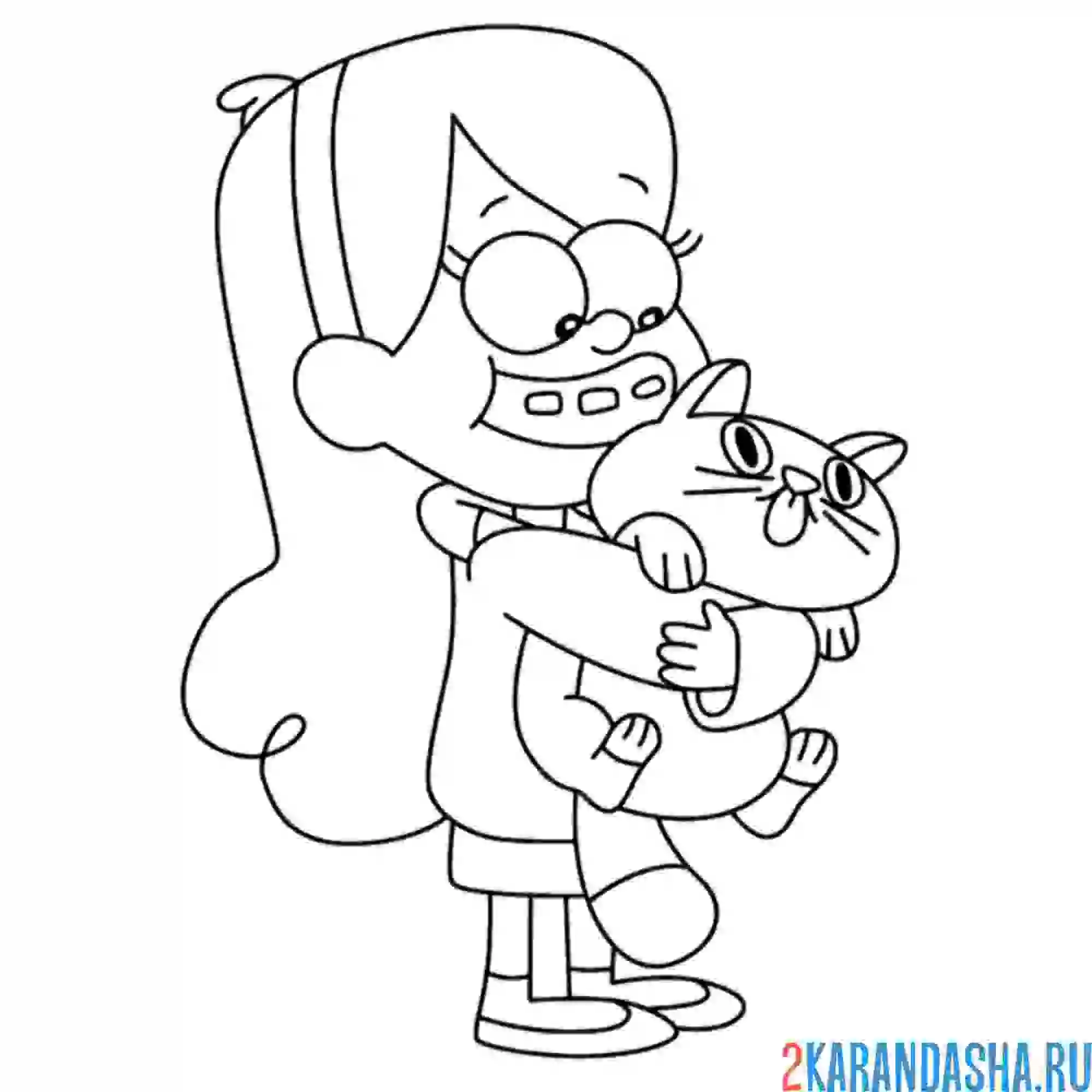 Раскраска мэйбл пайнс с котиком