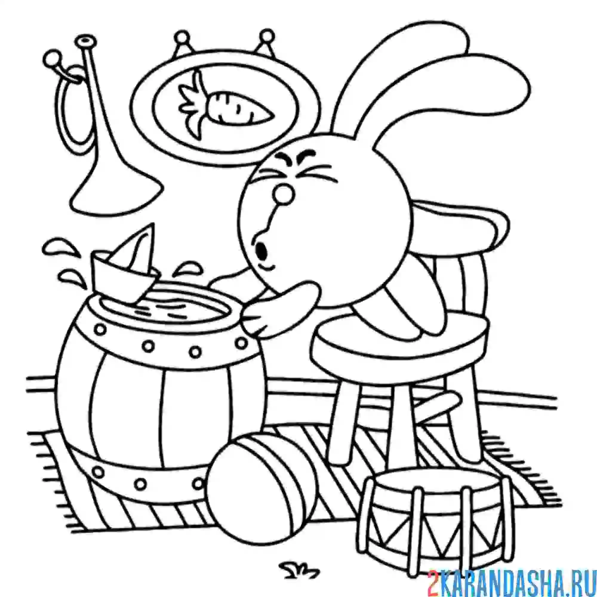 Раскраска зайчик дует