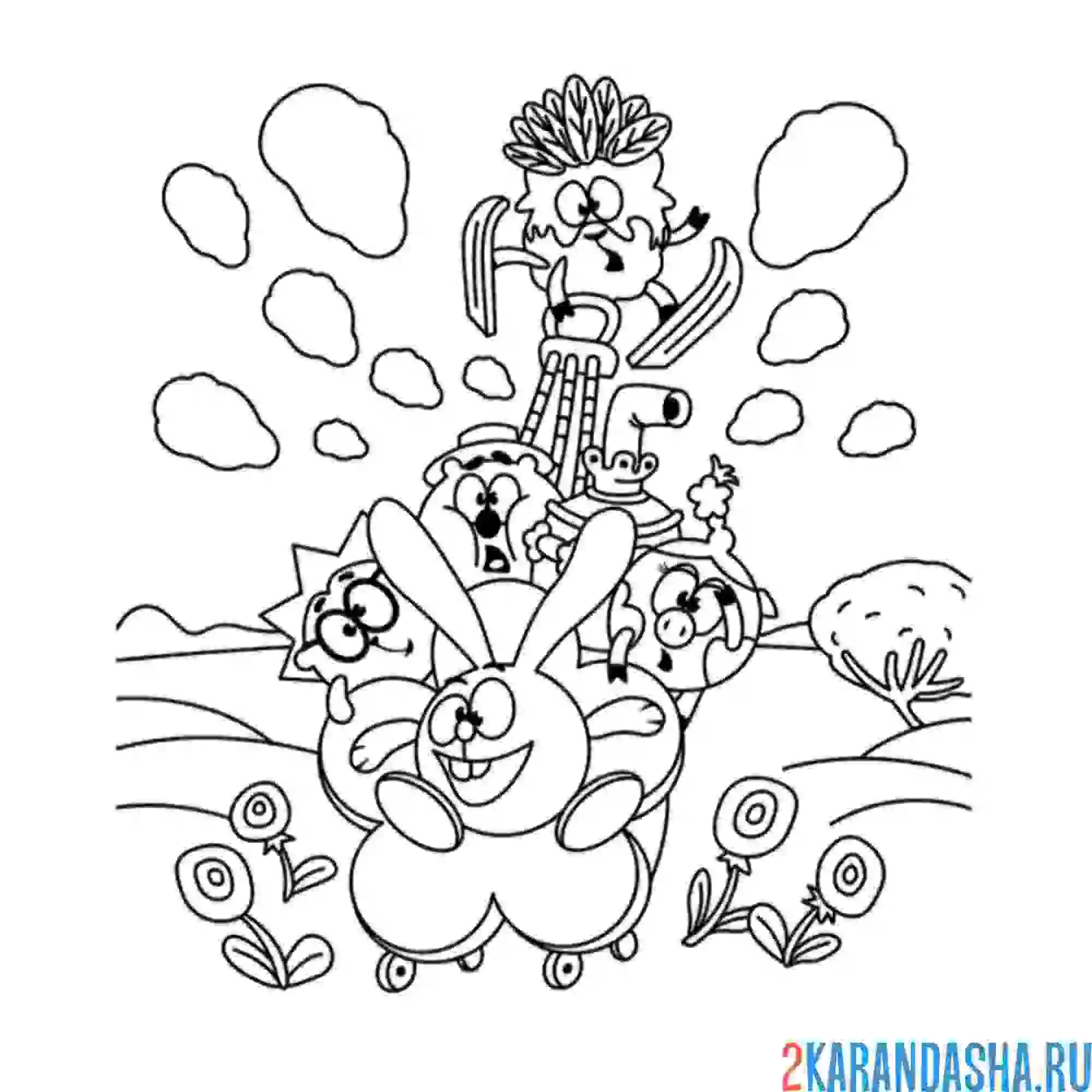 Раскраска хулиганы | смешарики