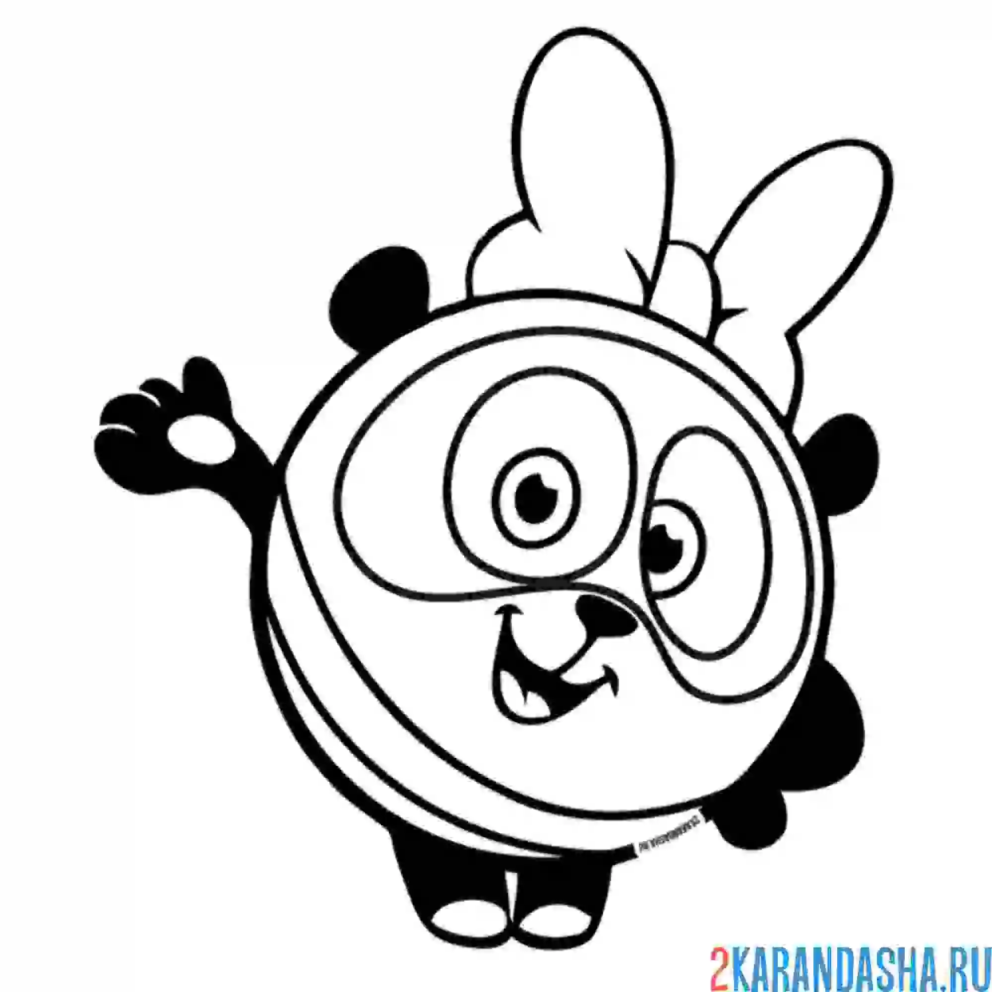 Раскраска милая панди с бантиком | смешарики