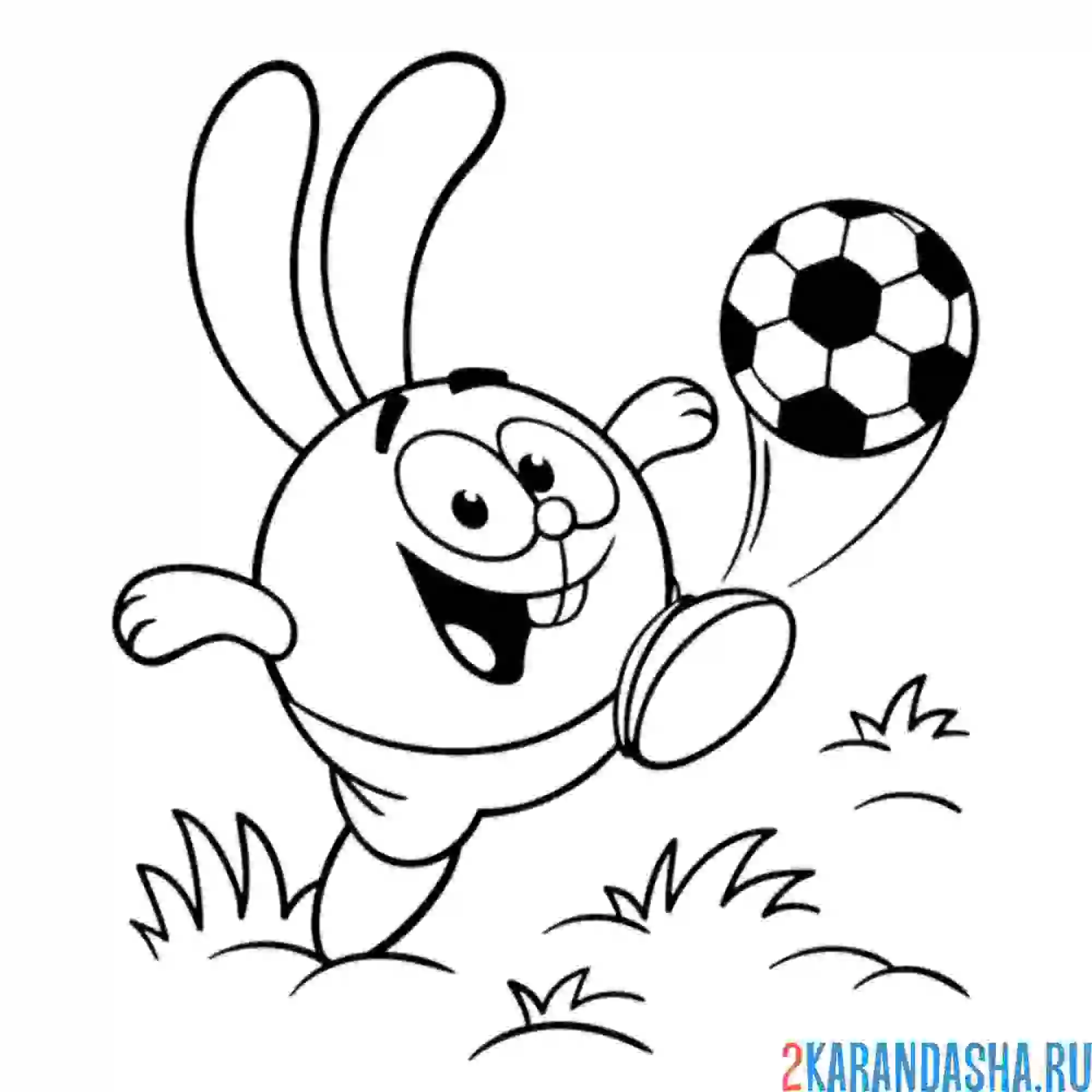 Раскраска крош играет в футбол | смешарики