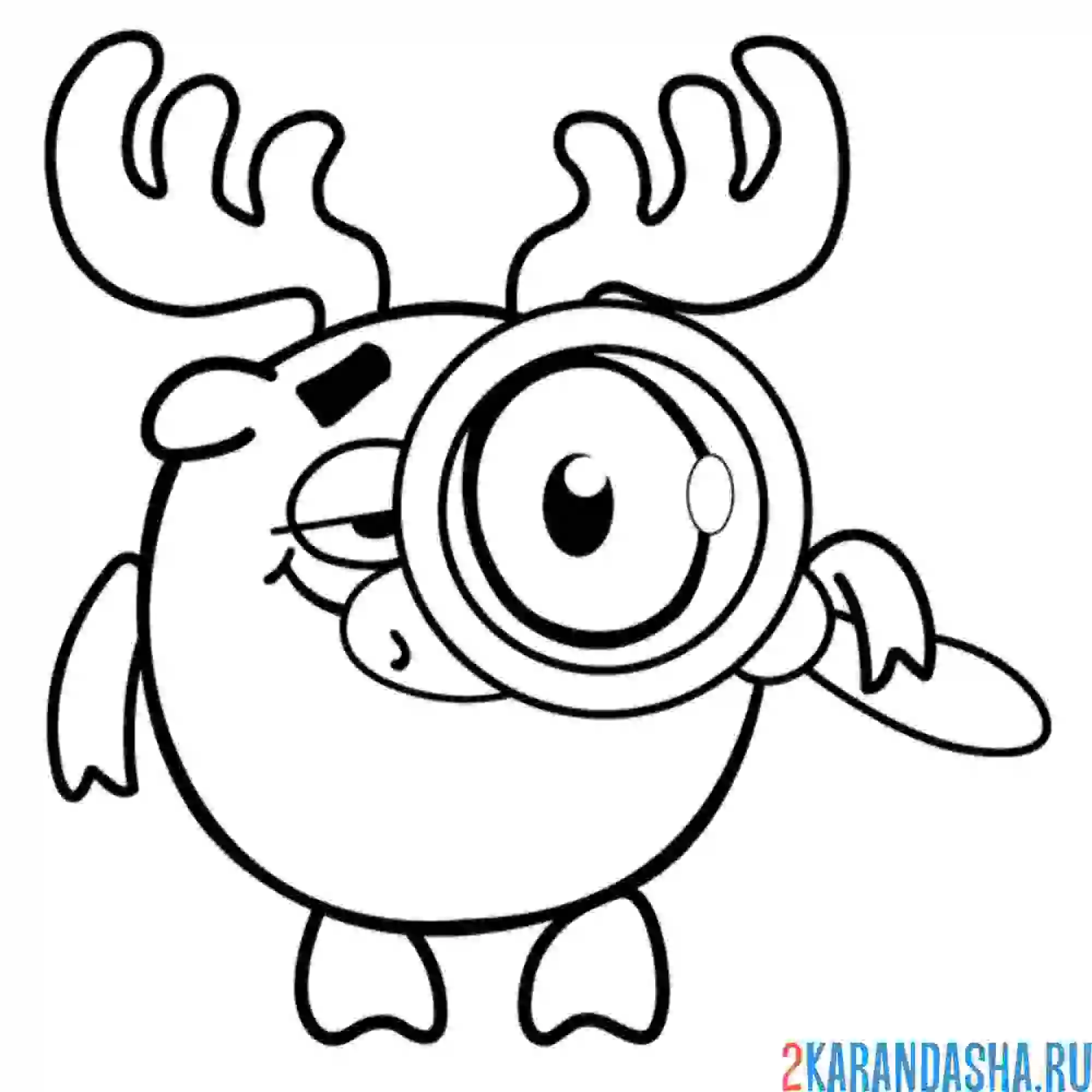 Раскраска лосяш смотрит в увеличительное стекло | смешарики