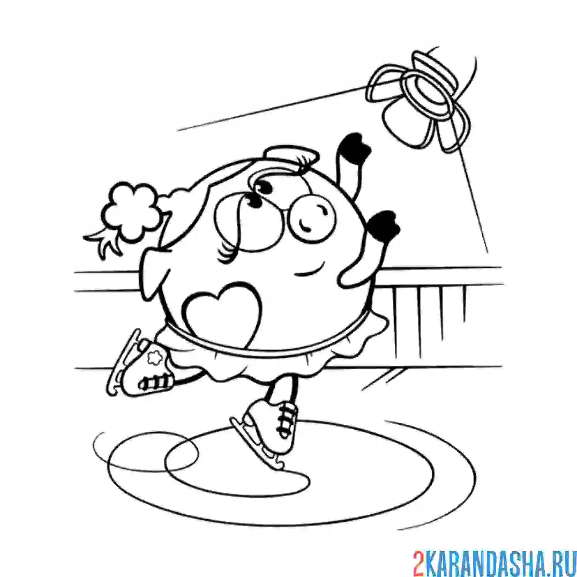 Раскраска нюша катается на коньках | смешарики