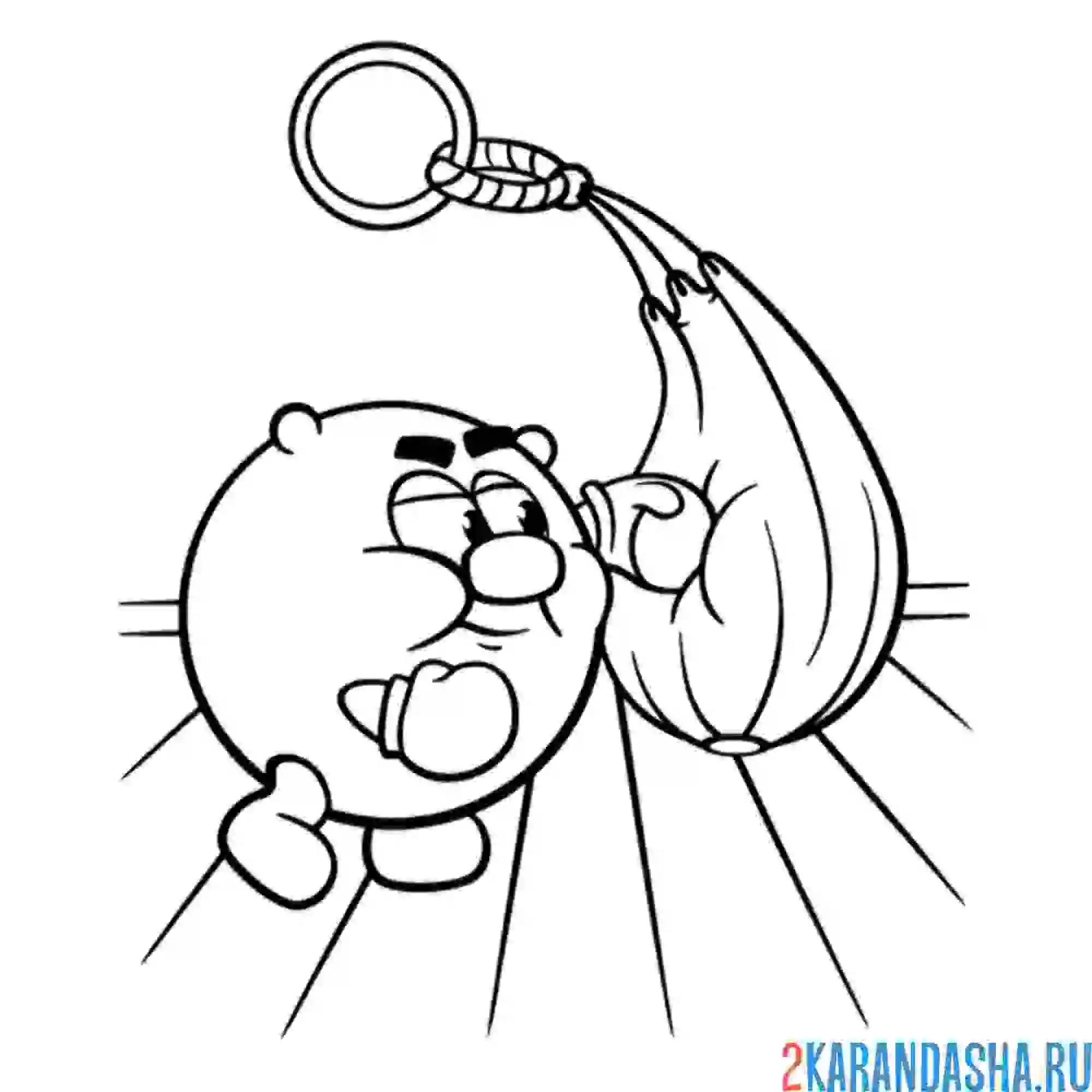 Раскраска копатыч боксирует | смешарики