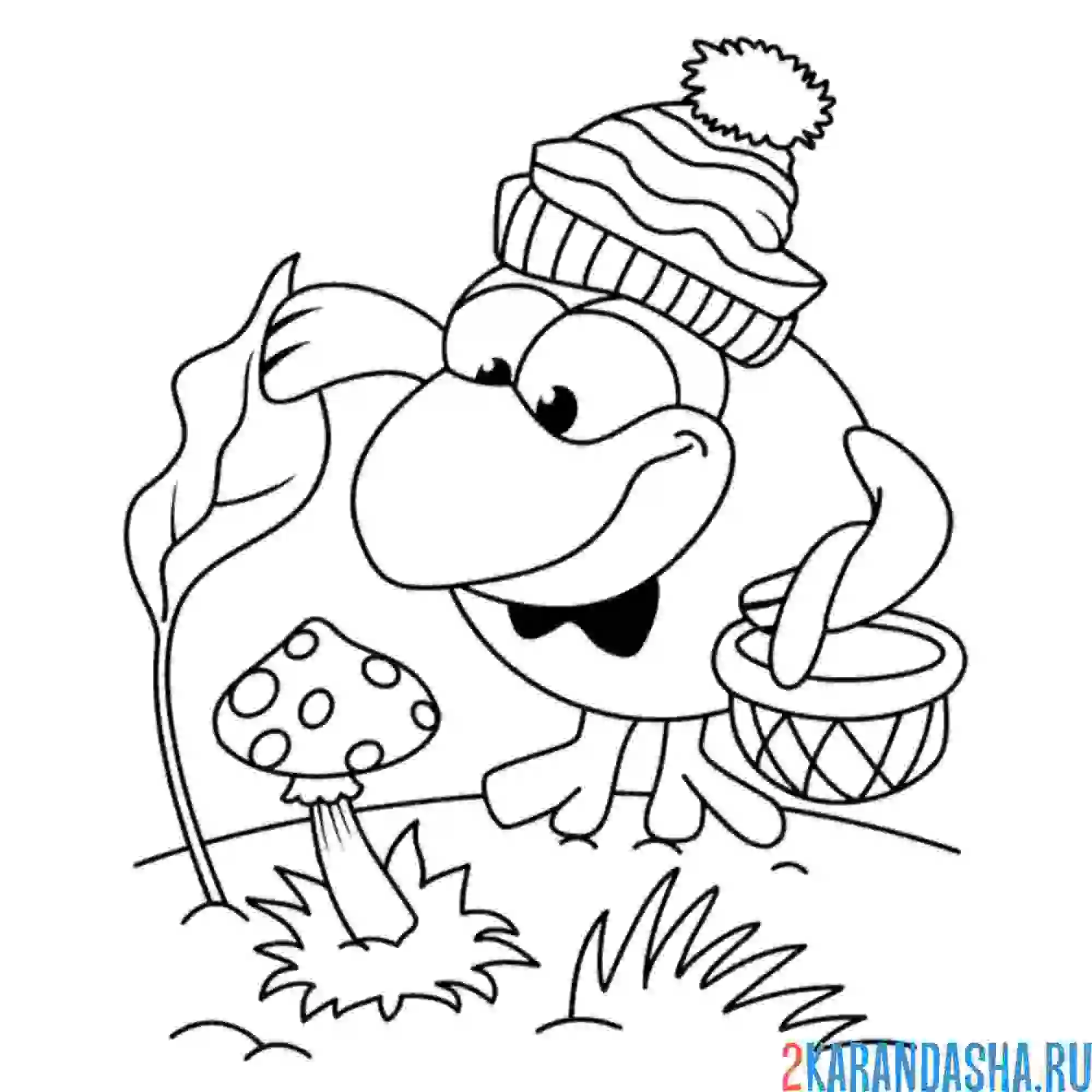 Раскраска кар-карыч ищет грибы