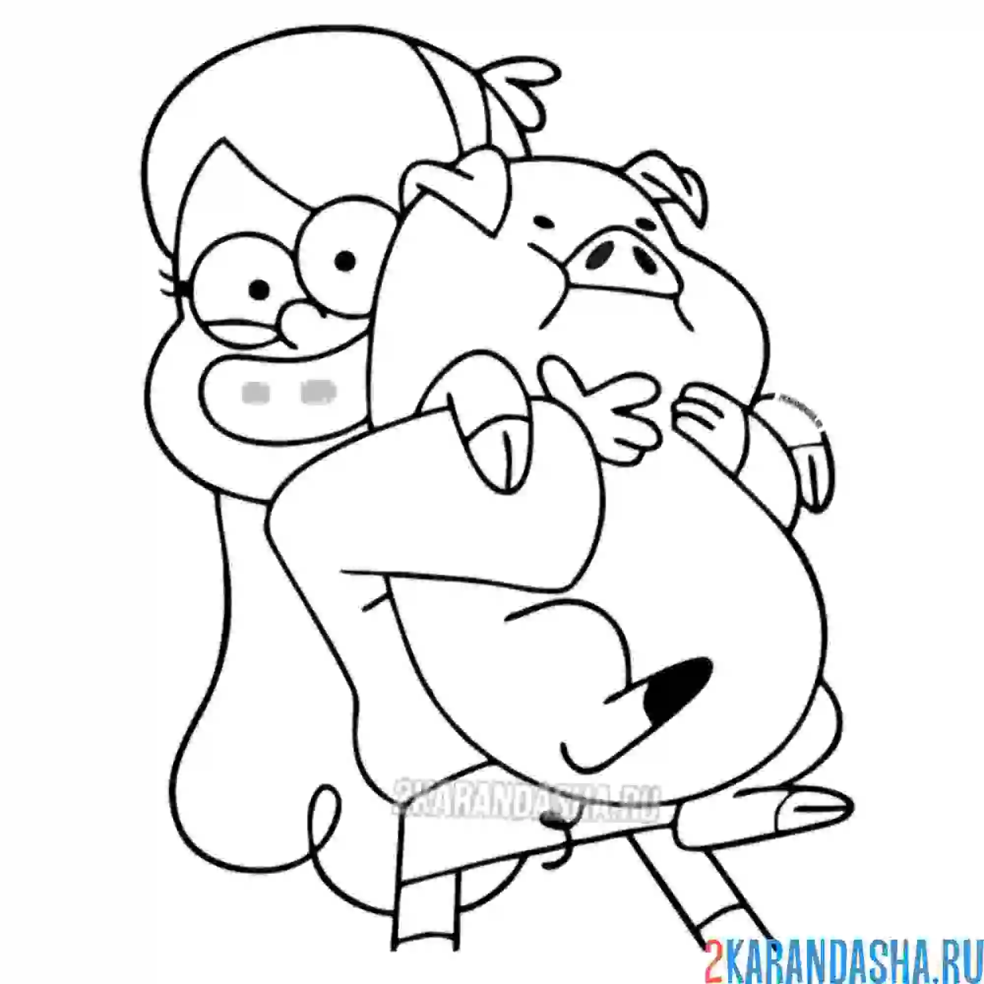 Раскраска мэйбл пайнс и пухля