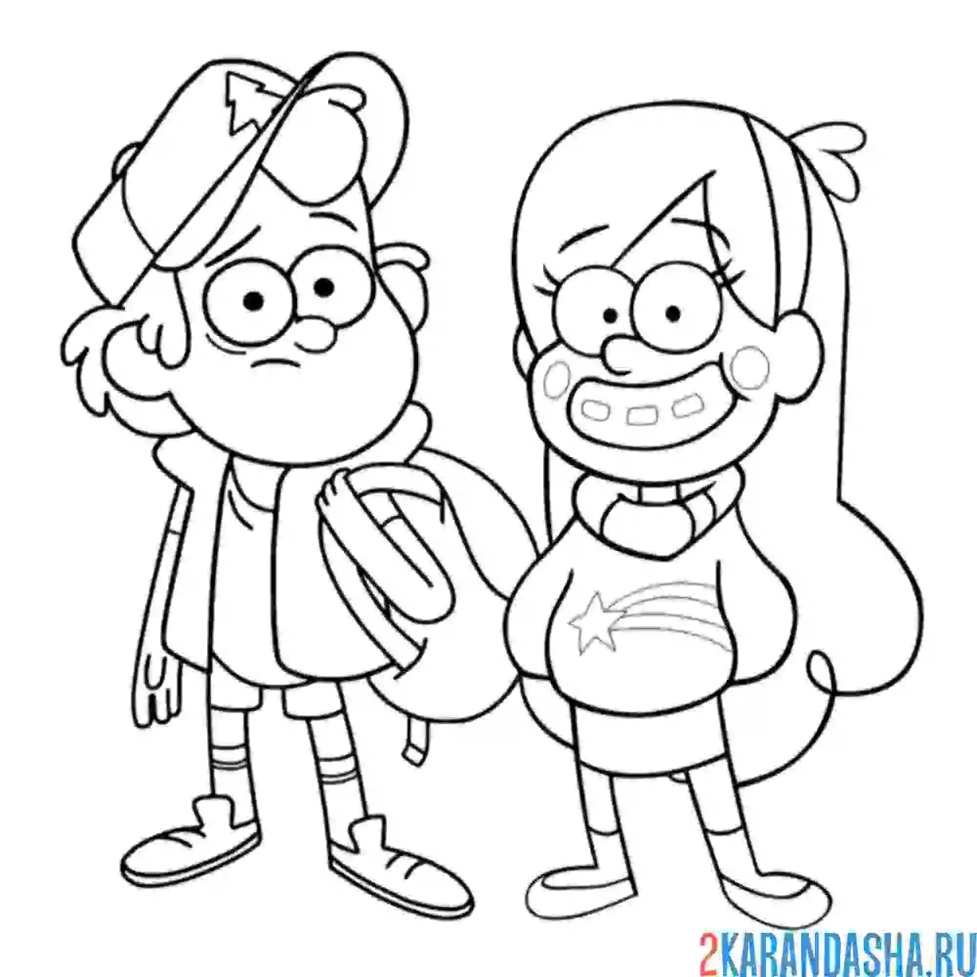 Раскраска мэйбл и диппер пайнс