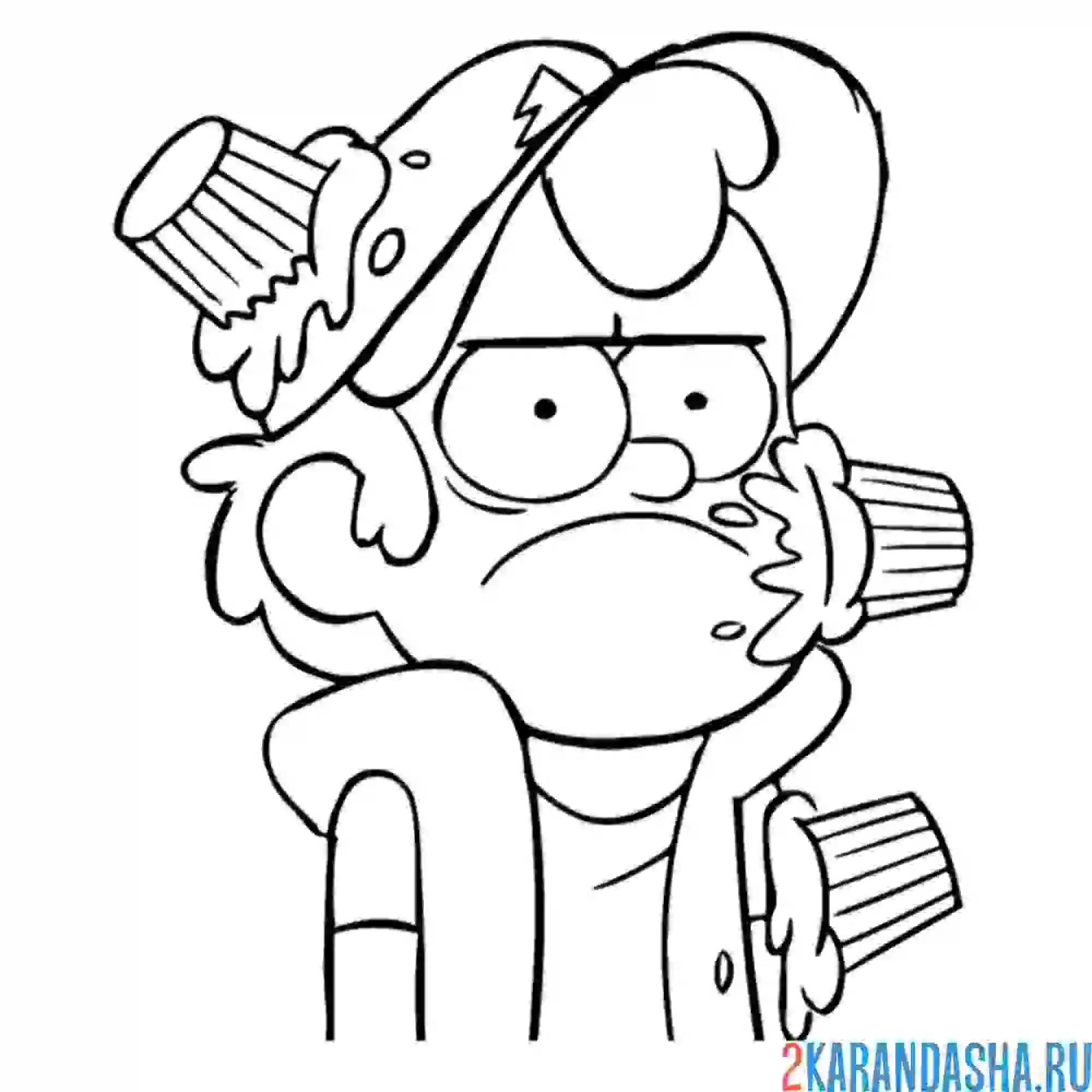 Раскраска злой диппер в кексах